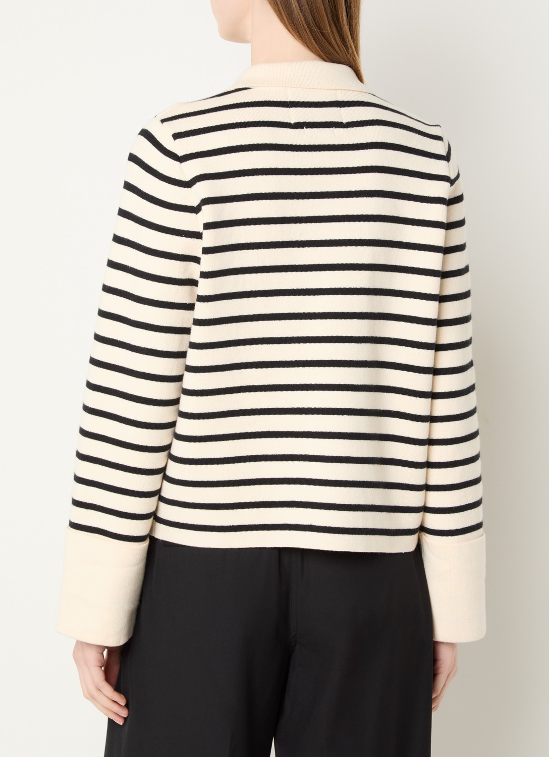ROUGE EDIT Lucille fijngebreid vest met streepprint - achterkant 3 beige
