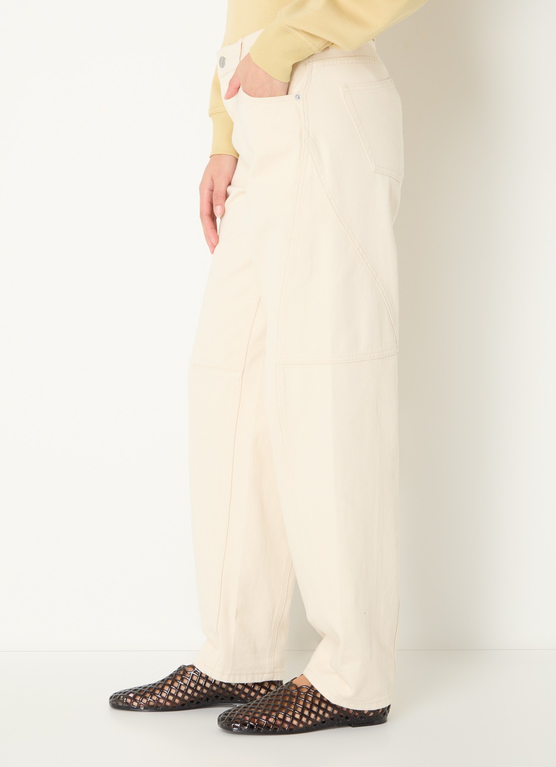 ROUGE EDIT Mae high waist loose fit jeans met gekleurde wassing - detail 2 beige