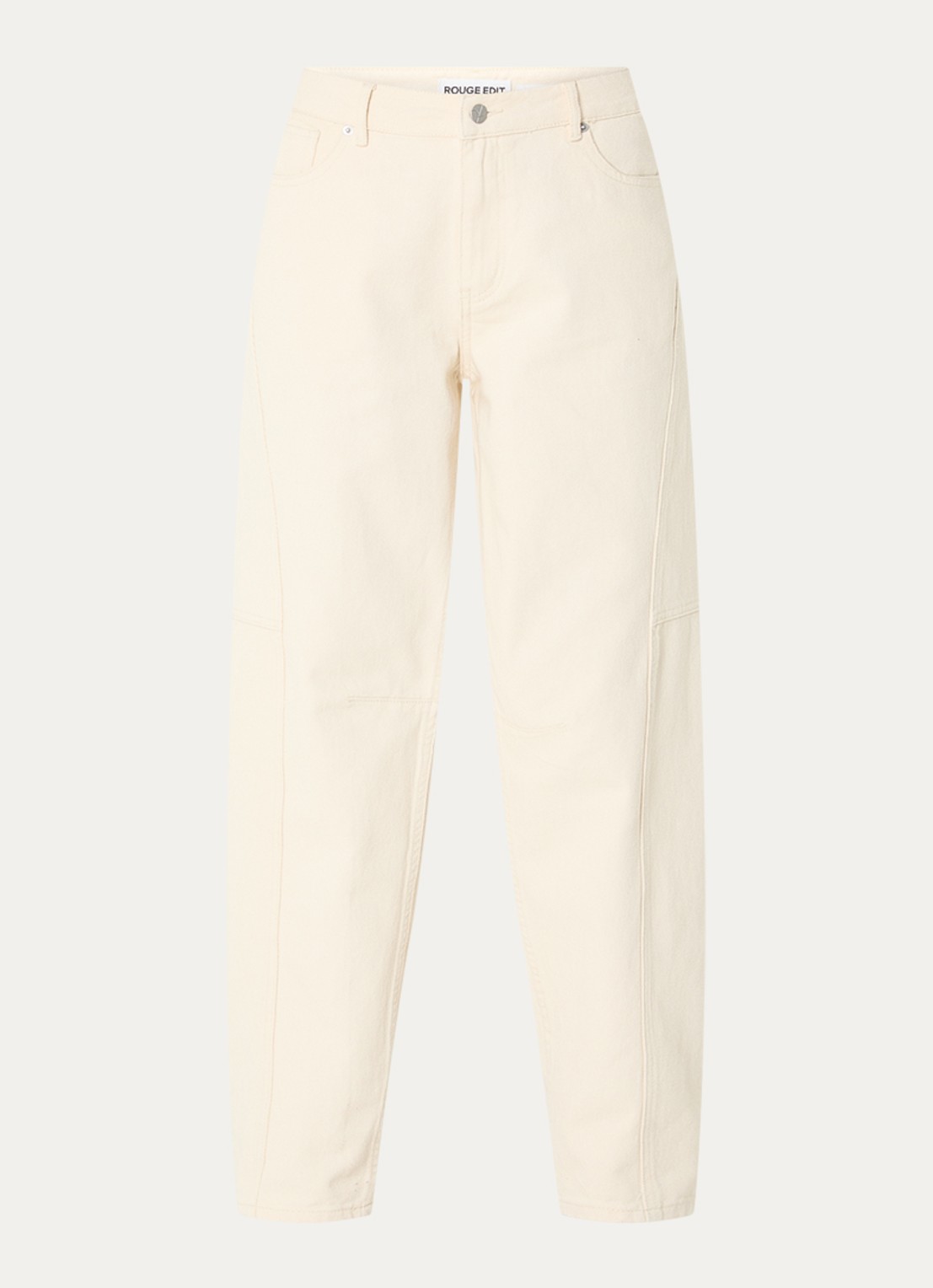 ROUGE EDIT Mae high waist loose fit jeans met gekleurde wassing - voorkant 7 beige