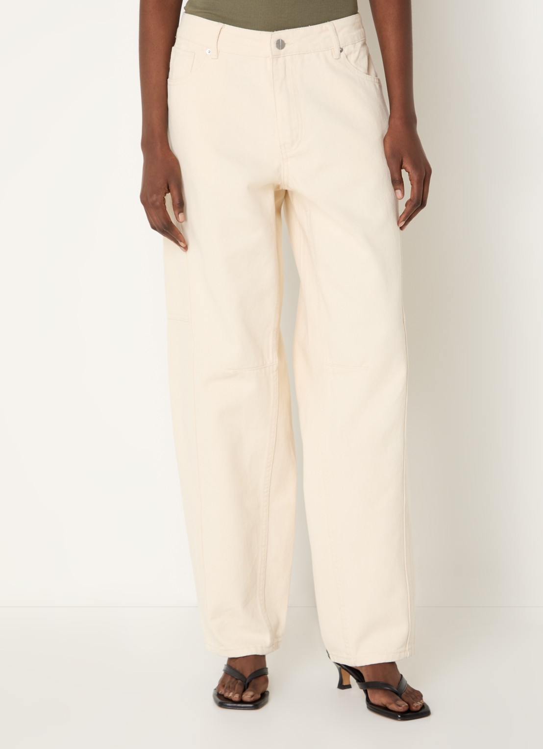 ROUGE EDIT Mae high waist loose fit jeans met gekleurde wassing - detail 3 beige
