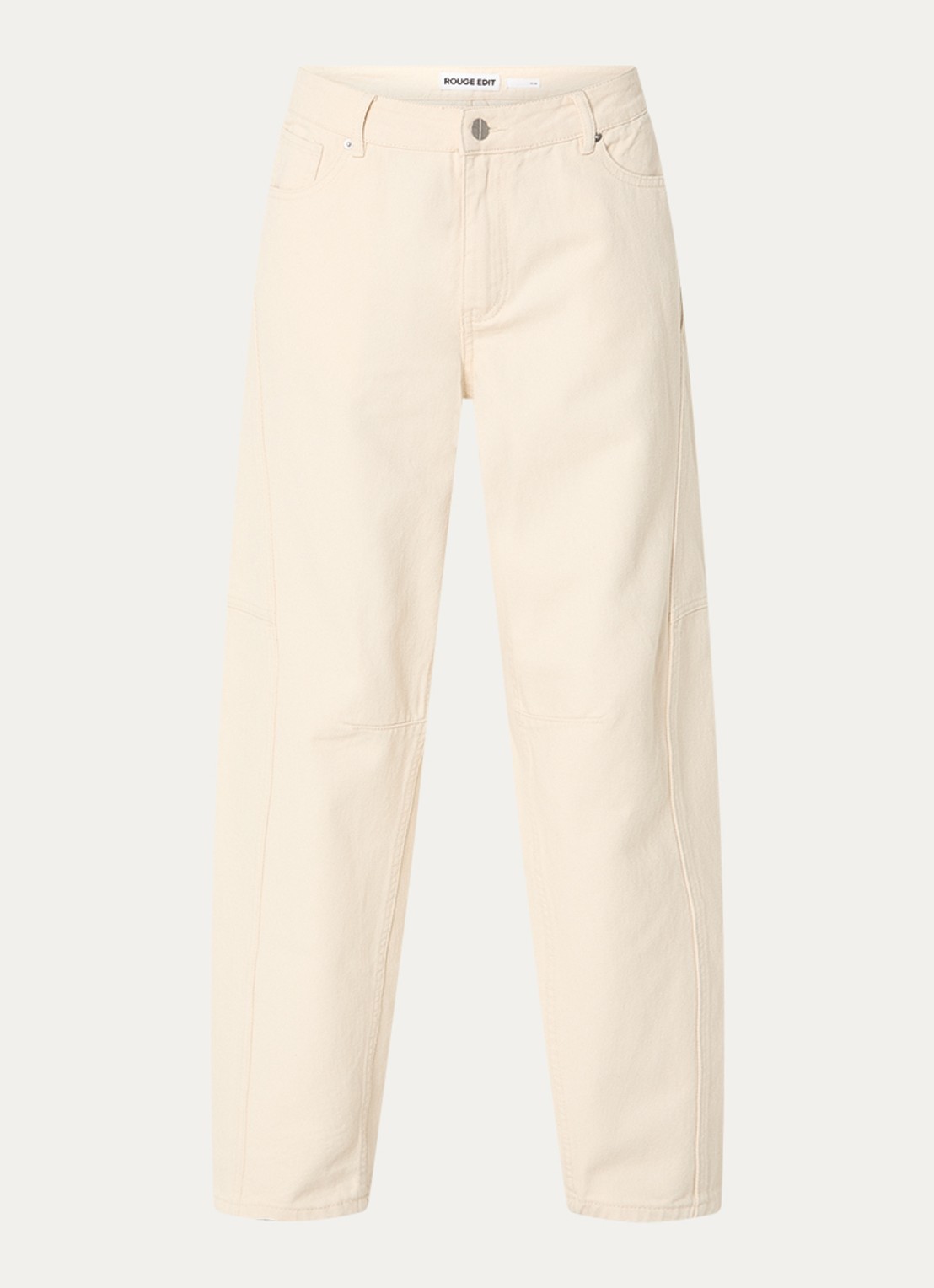 ROUGE EDIT Mae high waist loose fit jeans met gekleurde wassing - voorkant 9 beige