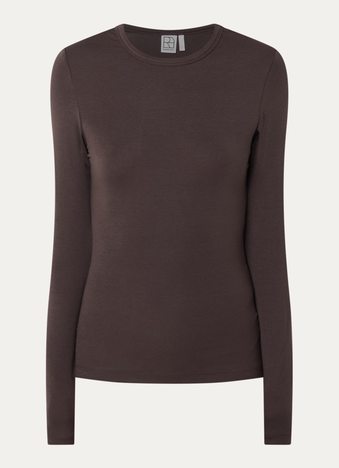 ROUGE EDIT Maple longsleeve met ronde hals - voorkant lichtbruin