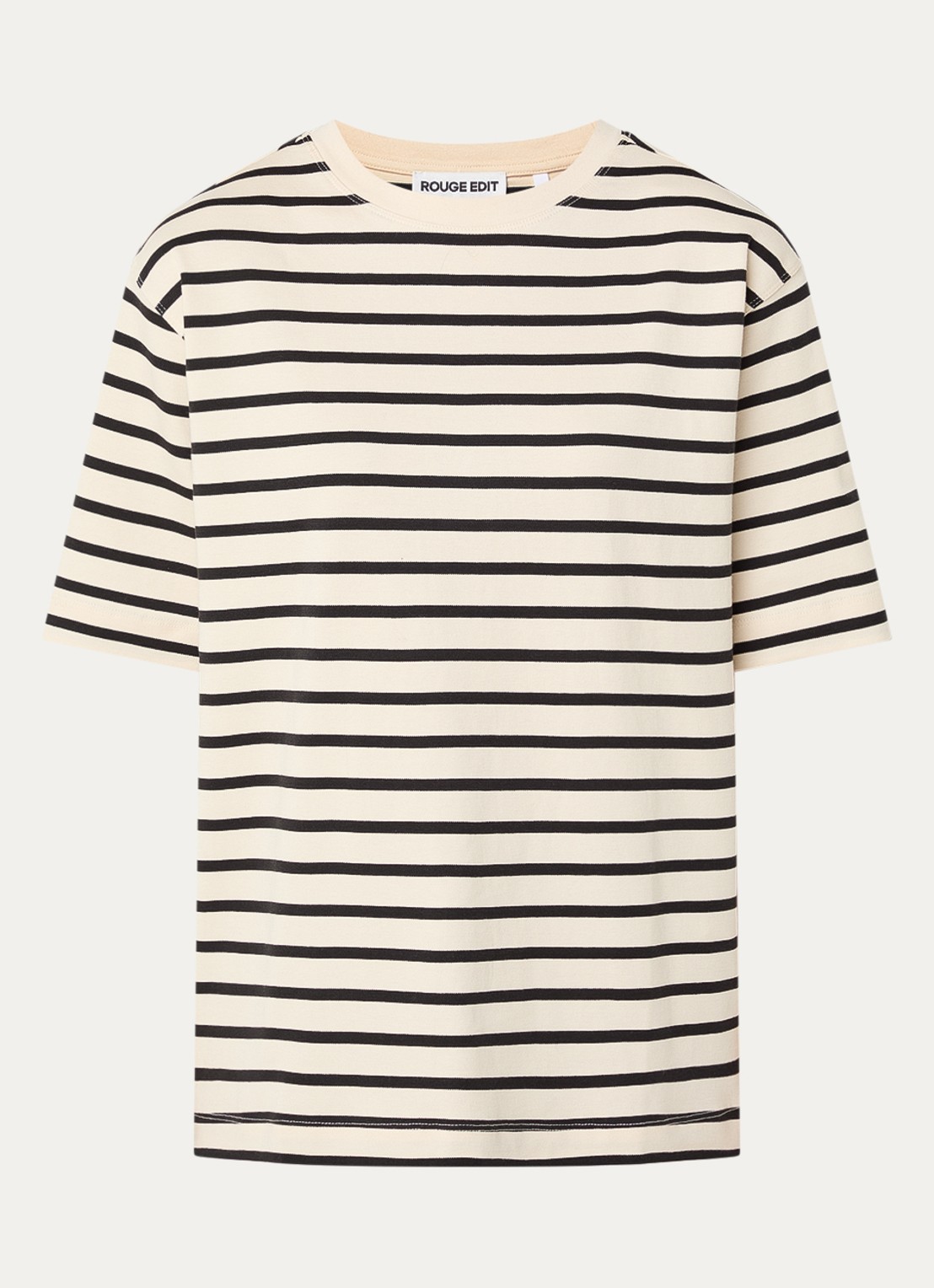 ROUGE EDIT Nima T-shirt met streepprint - voorkant 3 beige