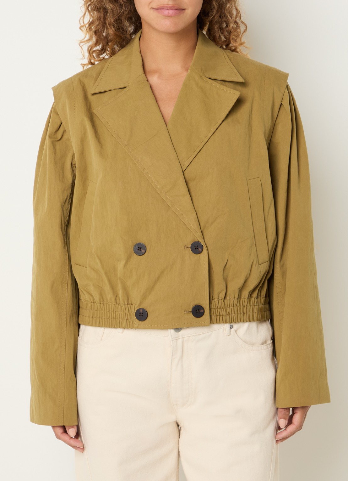 ROUGE EDIT Nola trenchcoat met steekzakken - detail 4 mosterd