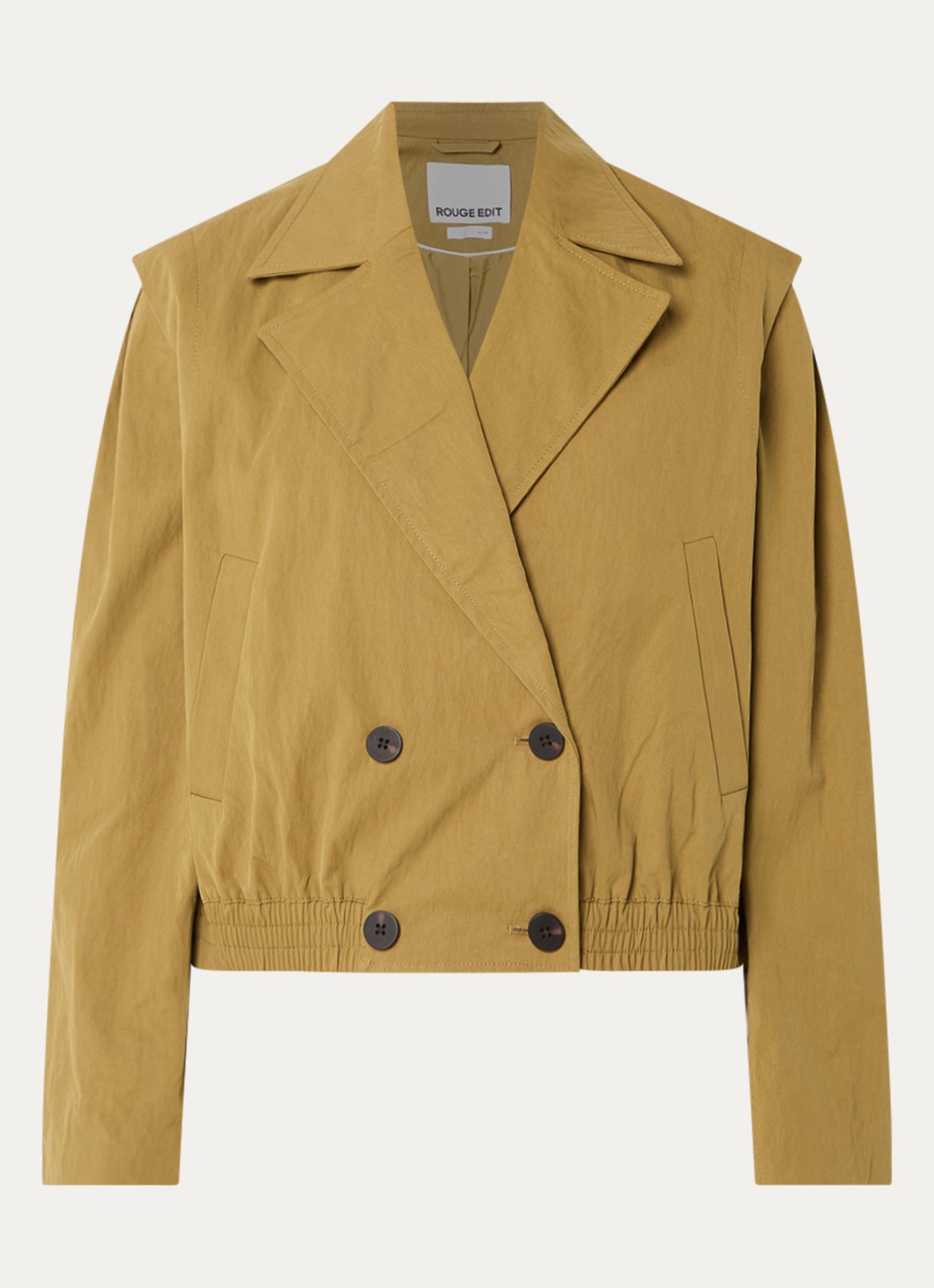ROUGE EDIT Nola trenchcoat met steekzakken - voorkant mosterd