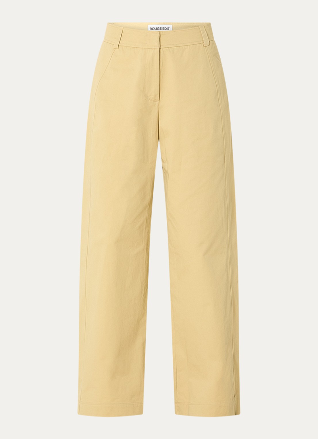 ROUGE EDIT Petra high waist loose fit chino - voorkant 2 beige