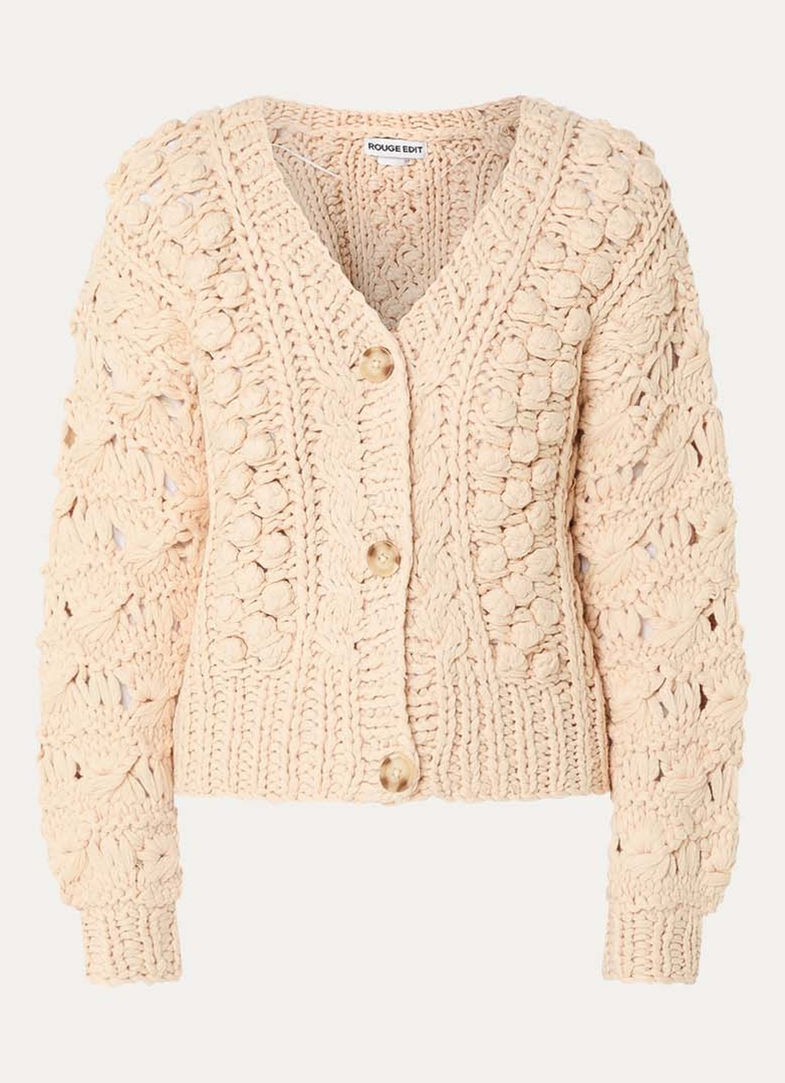 ROUGE EDIT Rouamelia grofgebreid vest in wolblend - voorkant 3 lichtroze