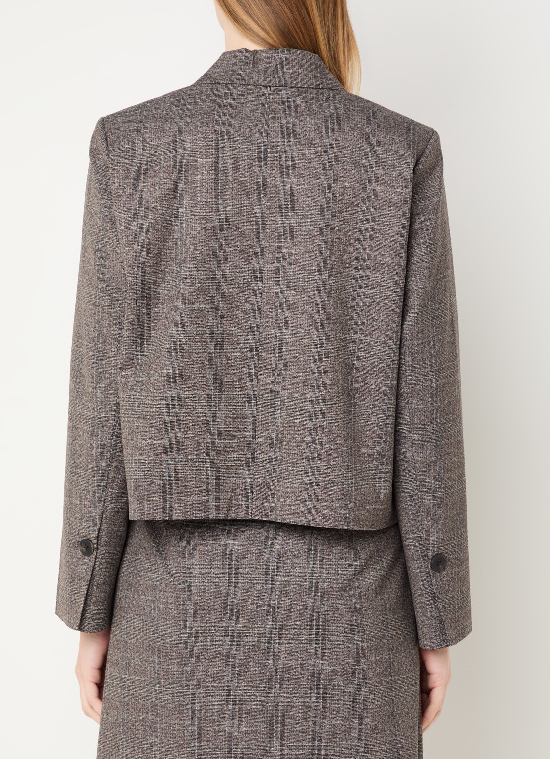 ROUGE EDIT Roubrent blazer met gemêleerd dessin en klepzakken - achterkant 4 bruin