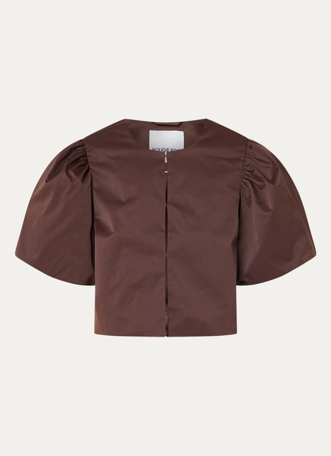 ROUGE EDIT Roudetta blouse met ballonmouw - voorkant 3 donkerbruin