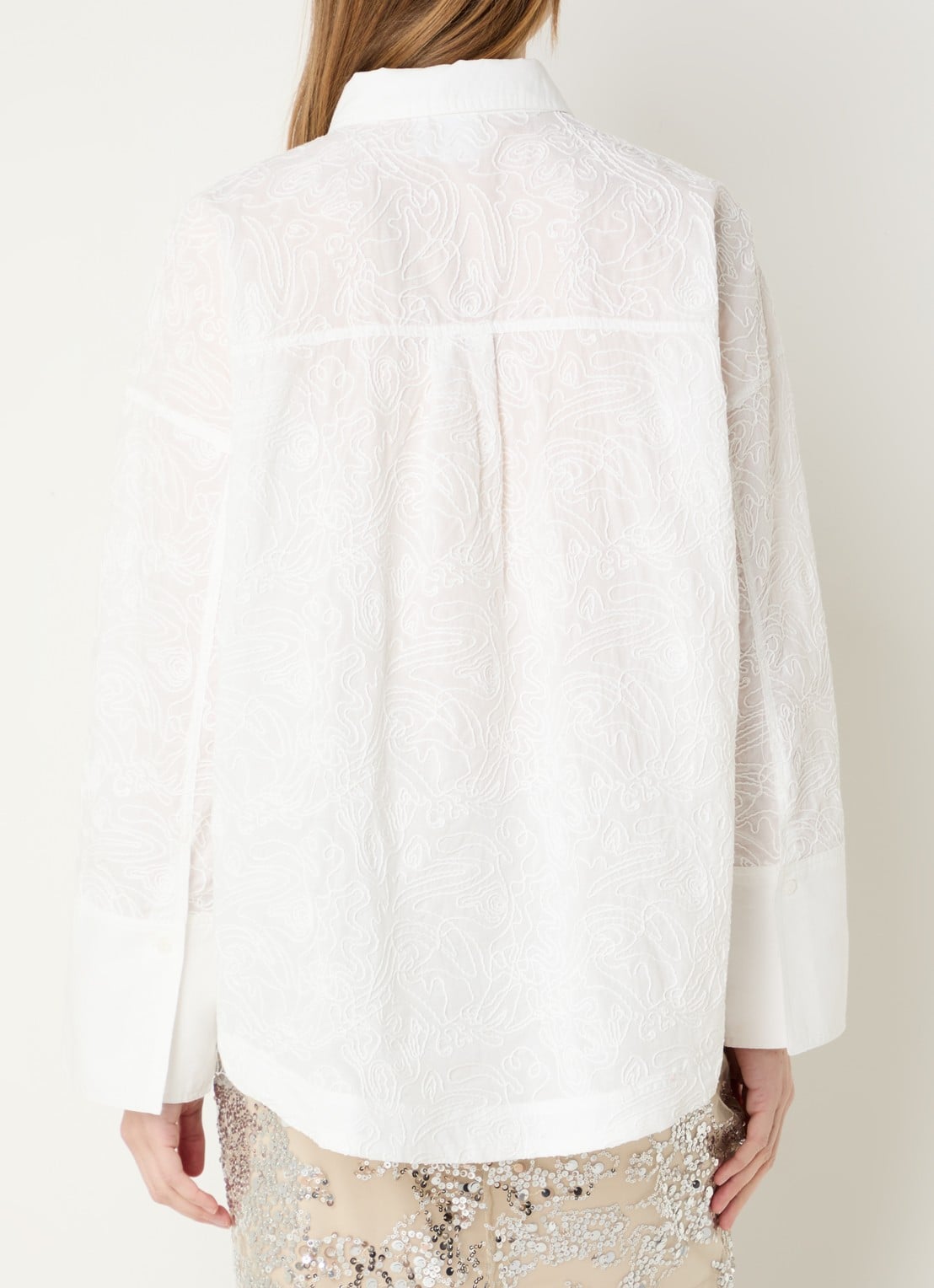ROUGE EDIT Rouemma blouse met borduring en borstzak - achterkant 4 wit