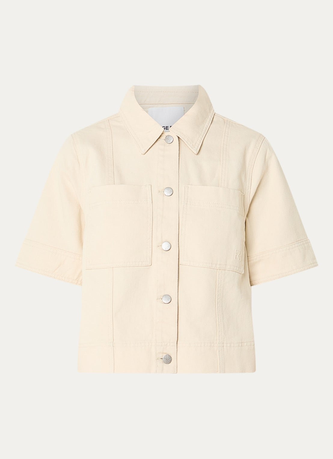 ROUGE EDIT Rouharper cropped spijkerjas met opgestikte zakken  - voorkant 2 beige