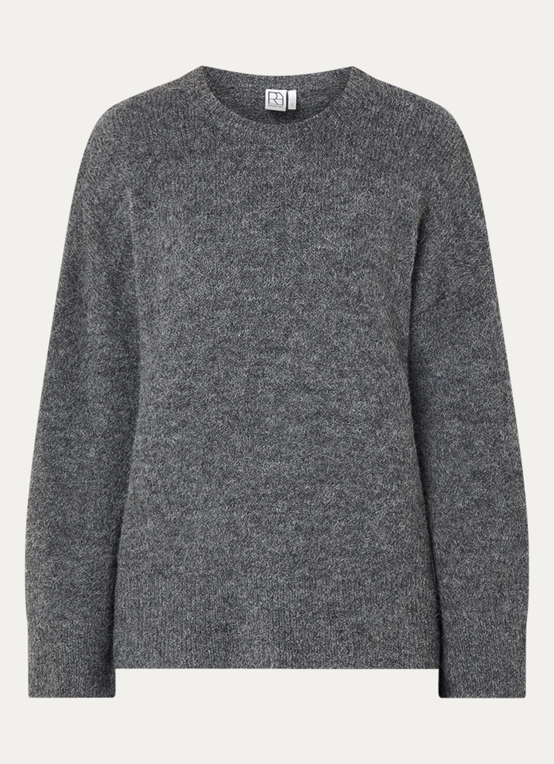 ROUGE EDIT Rouhaven grofgebreide trui in alpaca wolblend - voorkant 2 donkergrijs