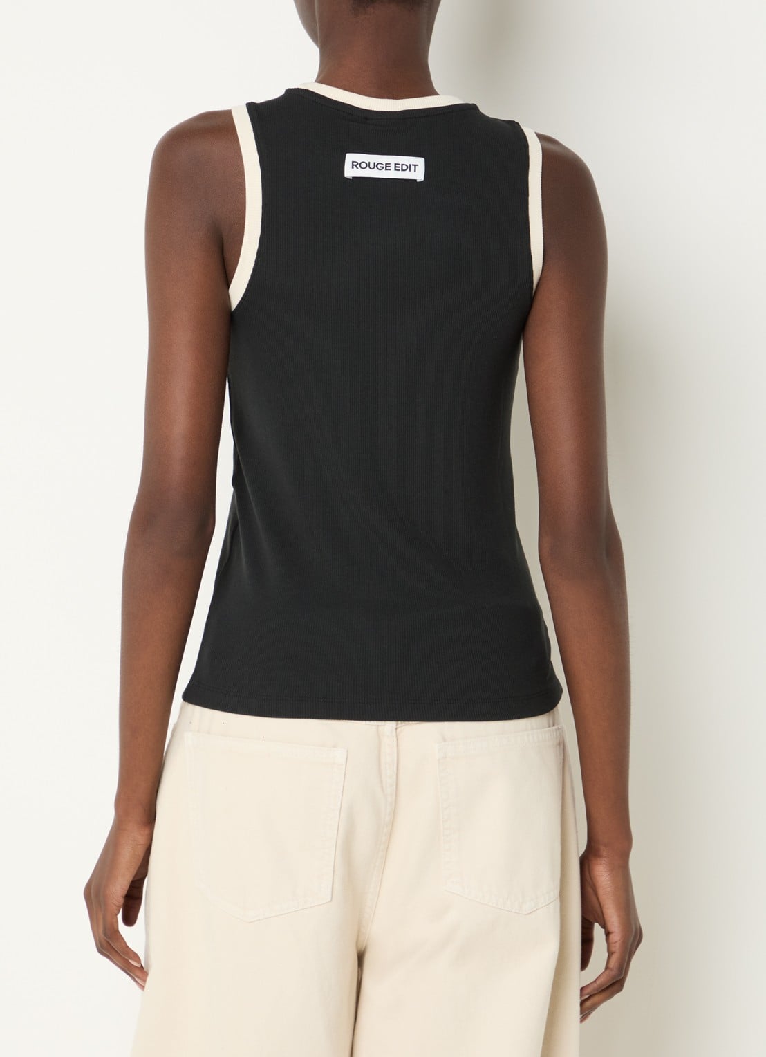 ROUGE EDIT Rouhelena ribgebreide tanktop - achterkant antraciet