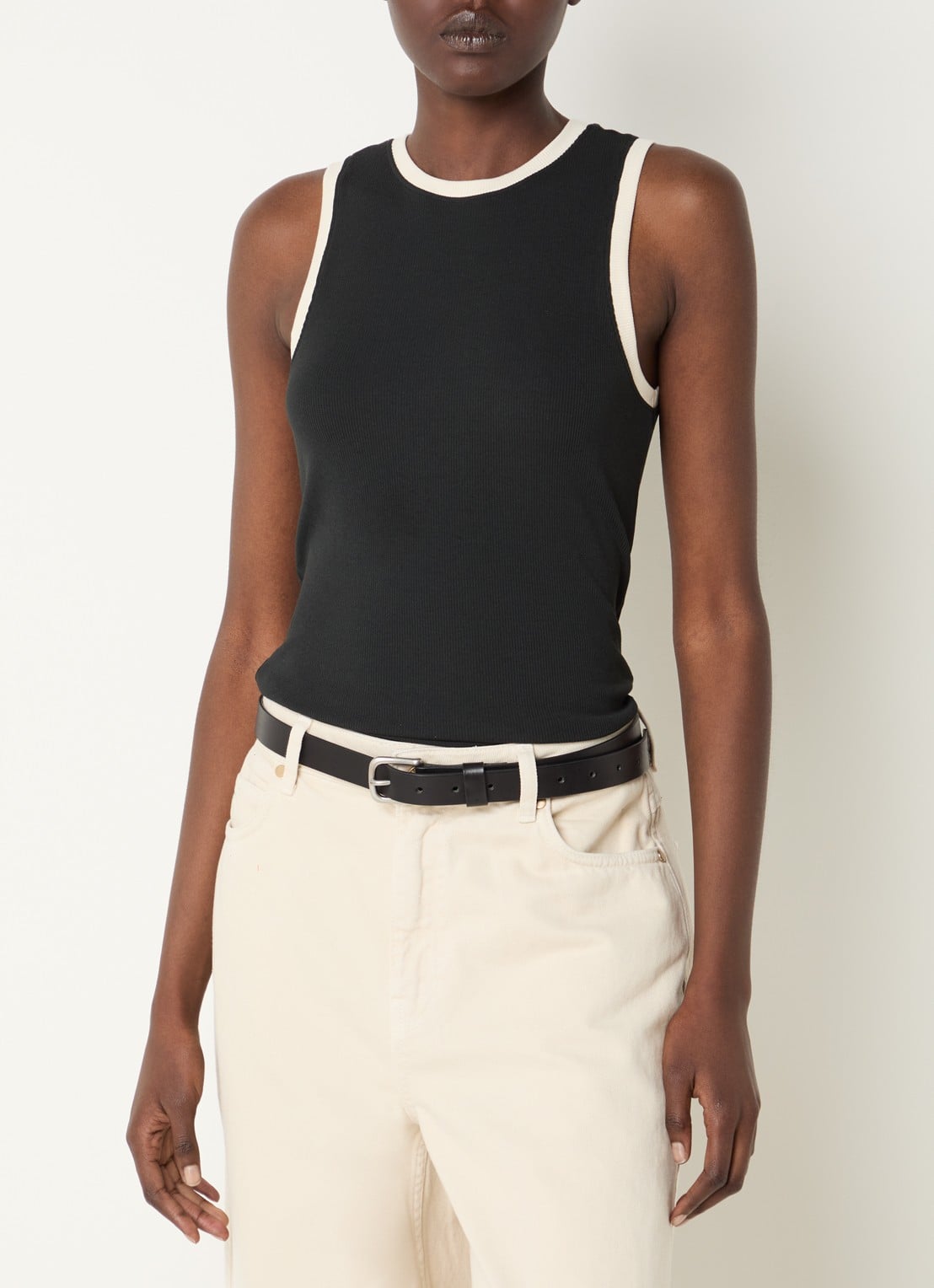 ROUGE EDIT Rouhelena ribgebreide tanktop - detail 2 antraciet