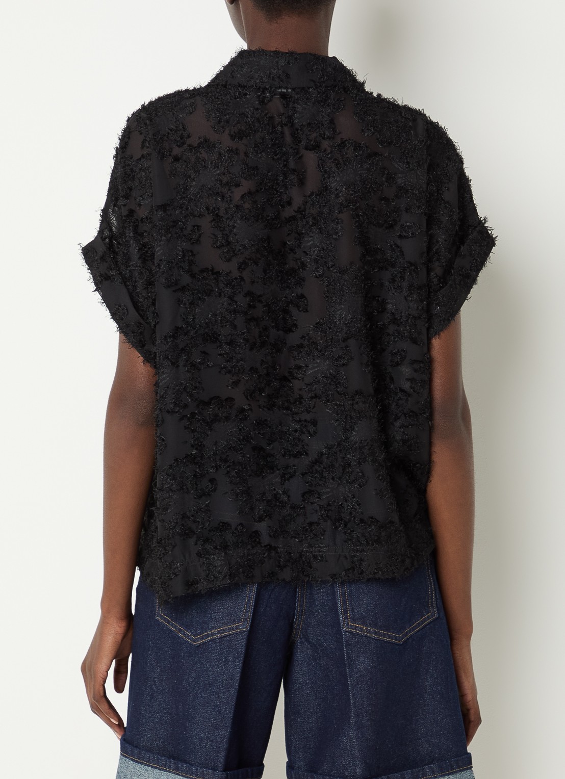ROUGE EDIT Roukyoto semi-transparante blouse met structuur - achterkant zwart