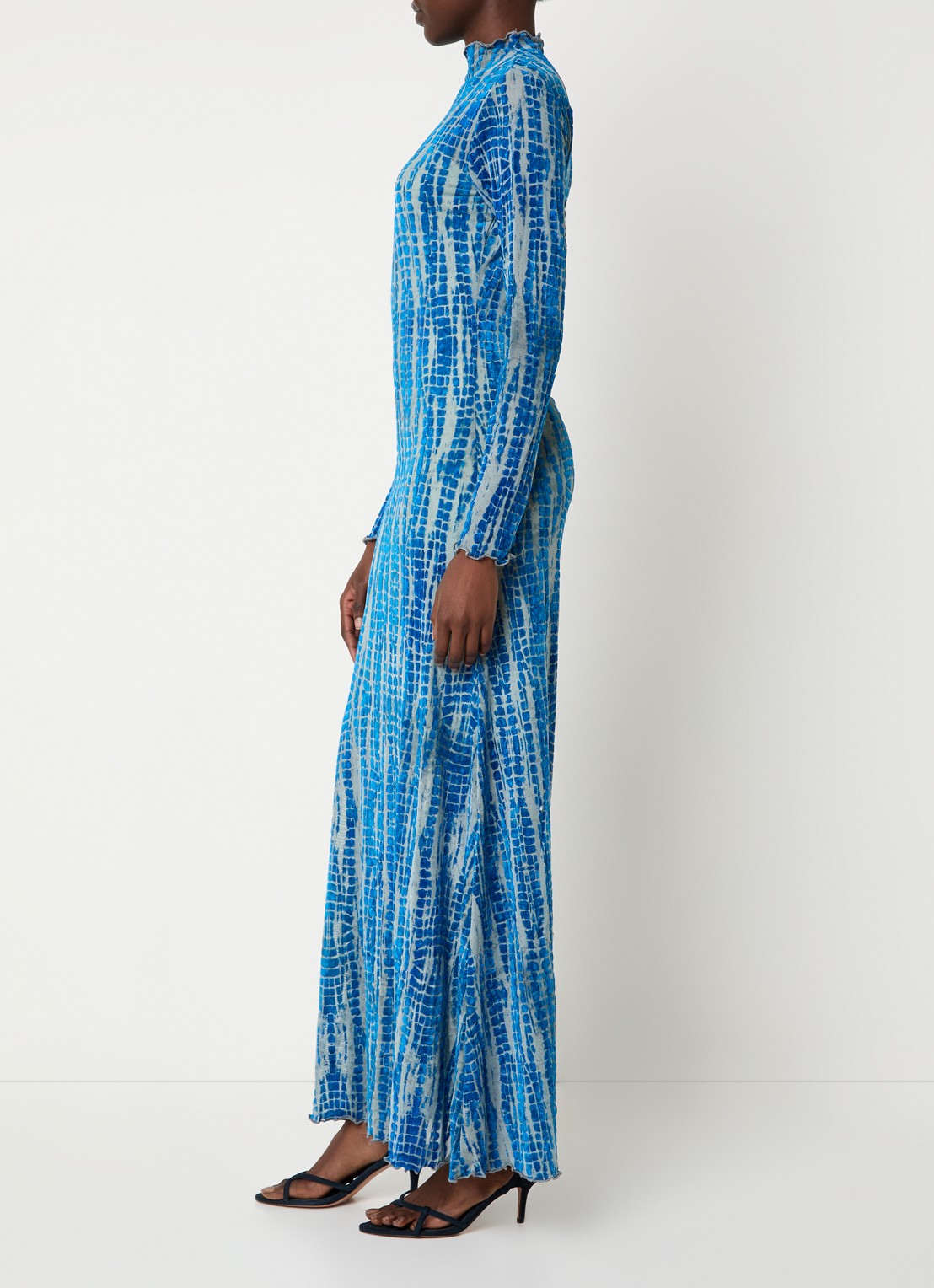 ROUGE EDIT Roumeena maxi jurk met print - voorkant 3 blauw
