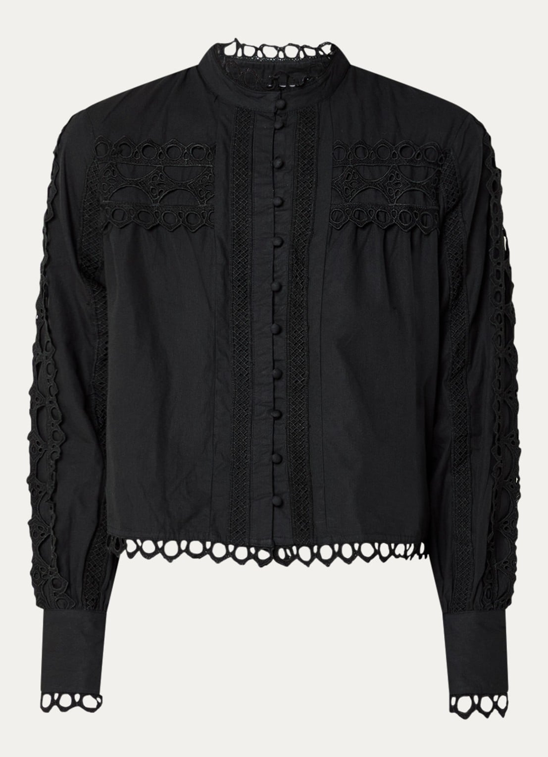 ROUGE EDIT Roumelanie blouse met broderie - voorkant 3 zwart