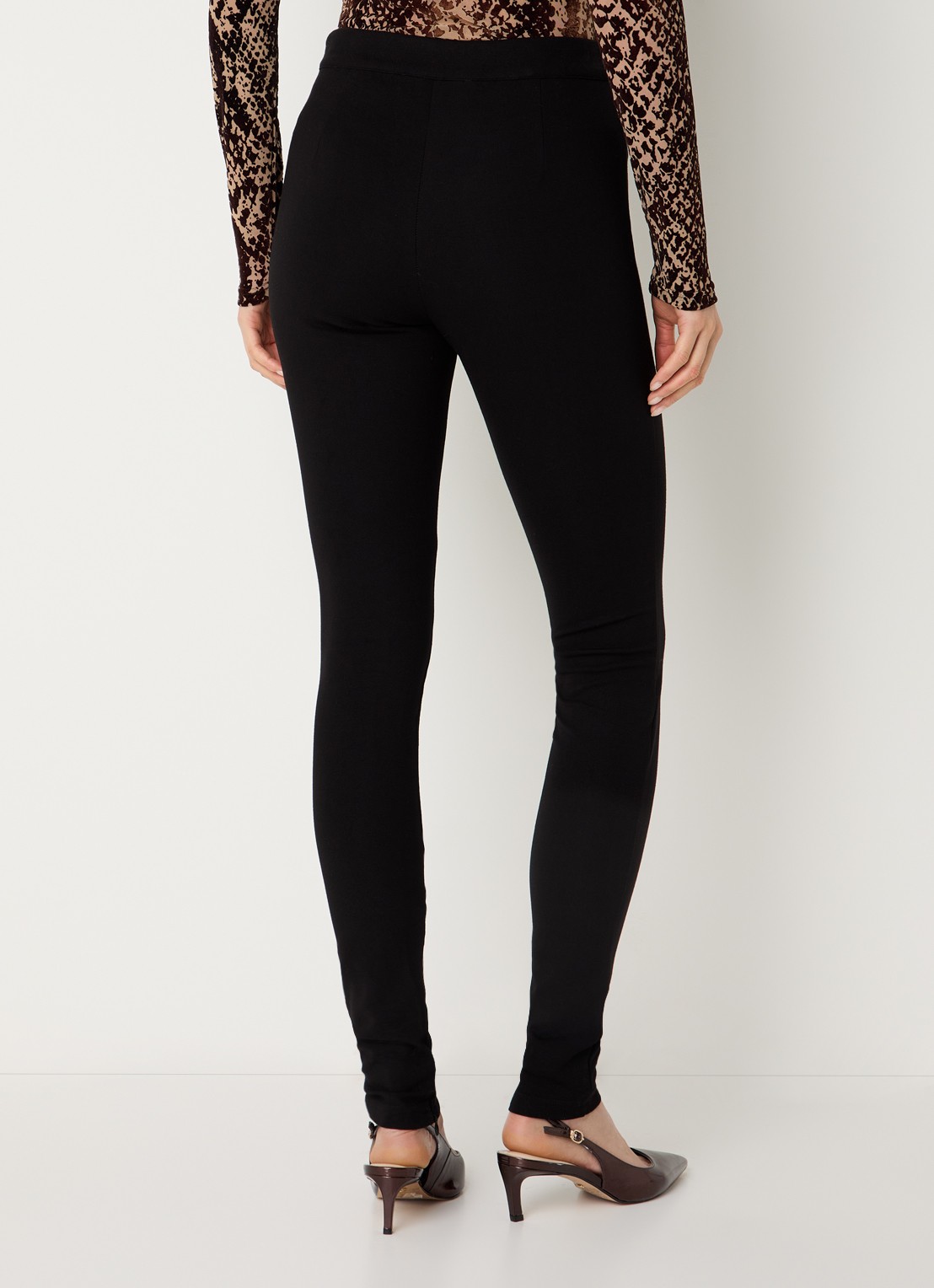 ROUGE EDIT Roumoana high waist skinny fit legging met siernaad - achterkant 3 zwart