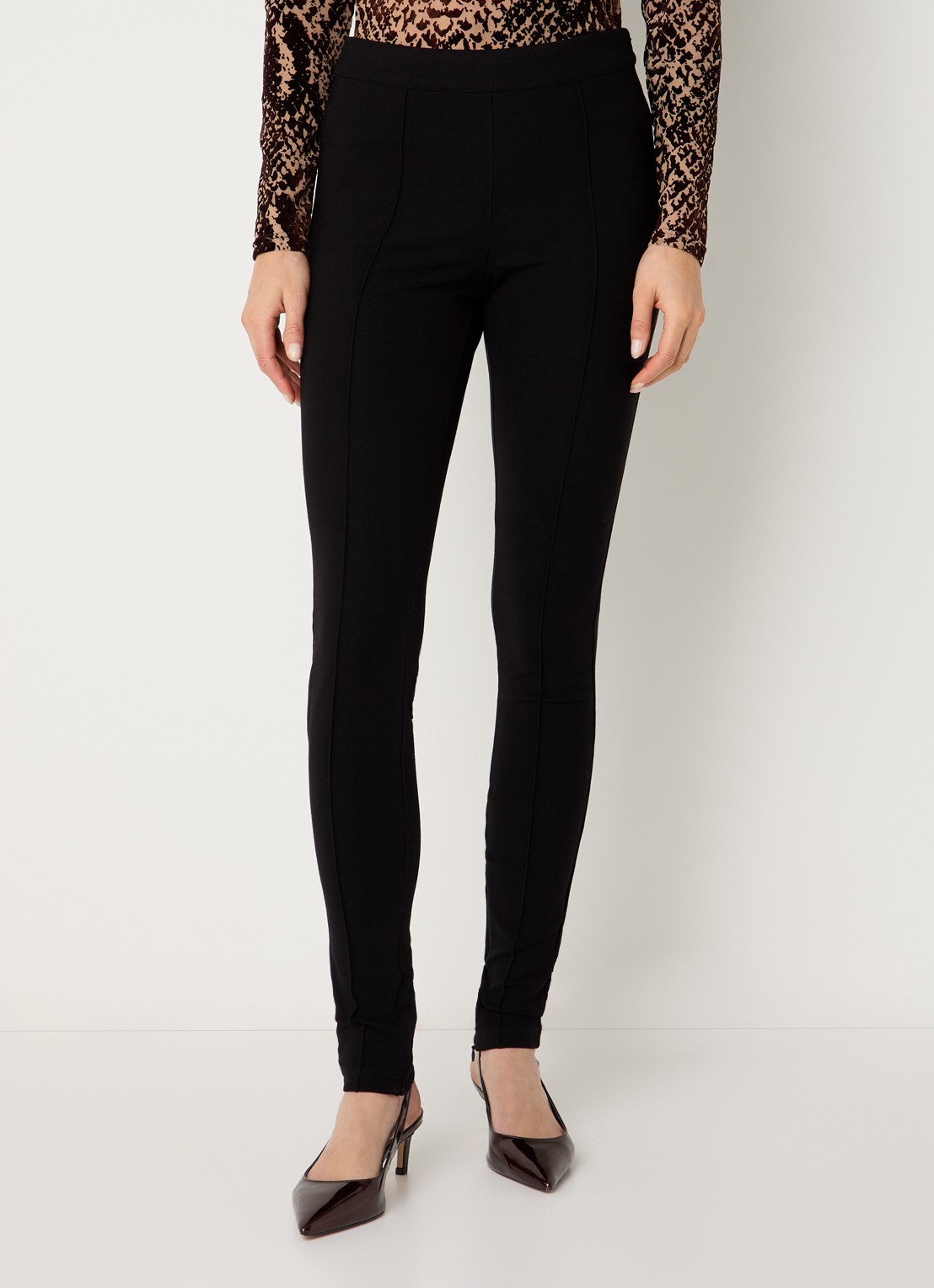 ROUGE EDIT Roumoana high waist skinny fit legging met siernaad - detail 4 zwart