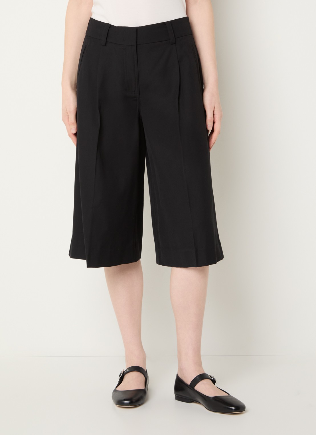 ROUGE EDIT Roupaula high waist straight fit culotte met steekzakken - detail 4 zwart