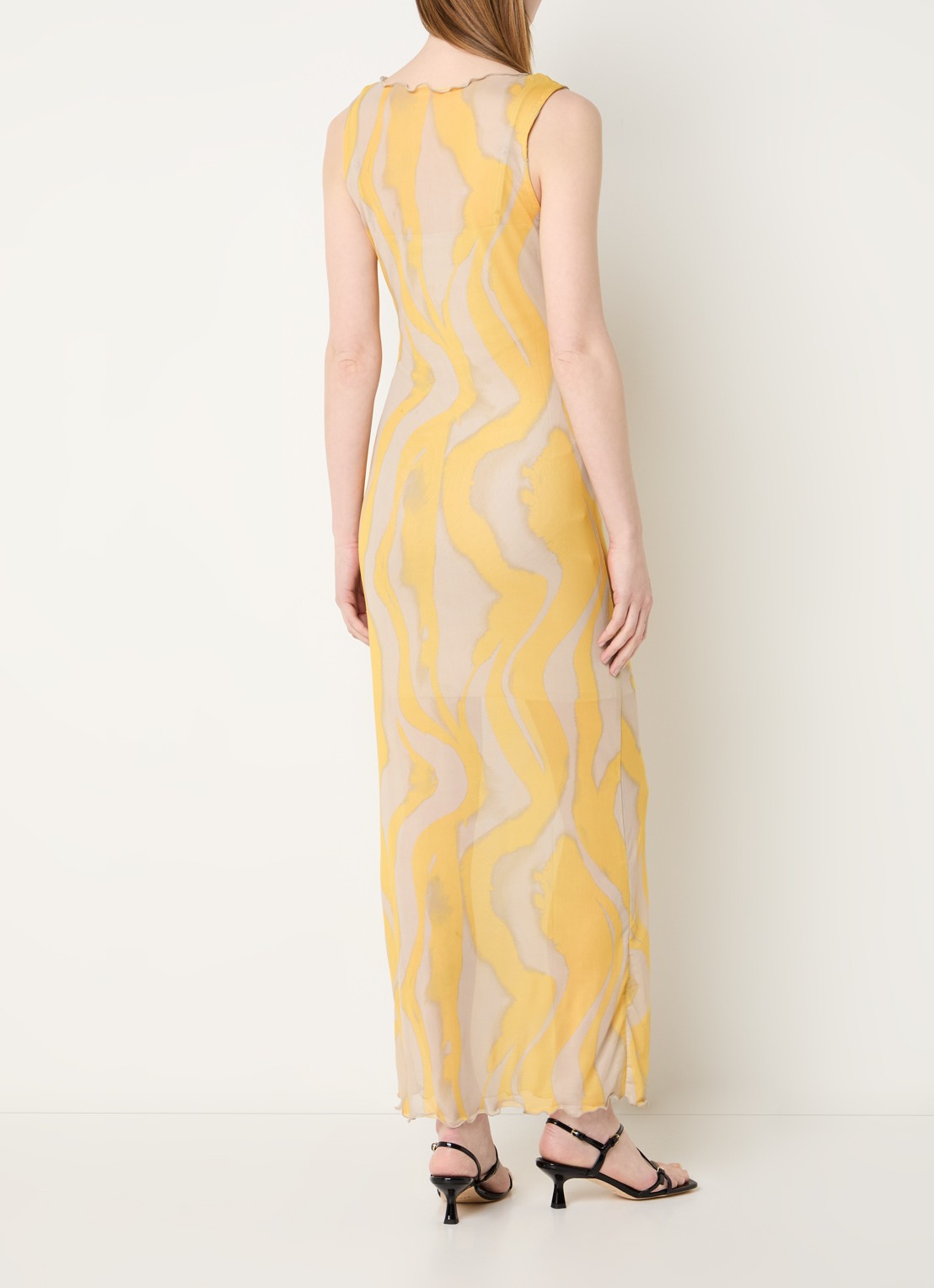 ROUGE EDIT Rousally midi jurk met print - achterkant 2 geel