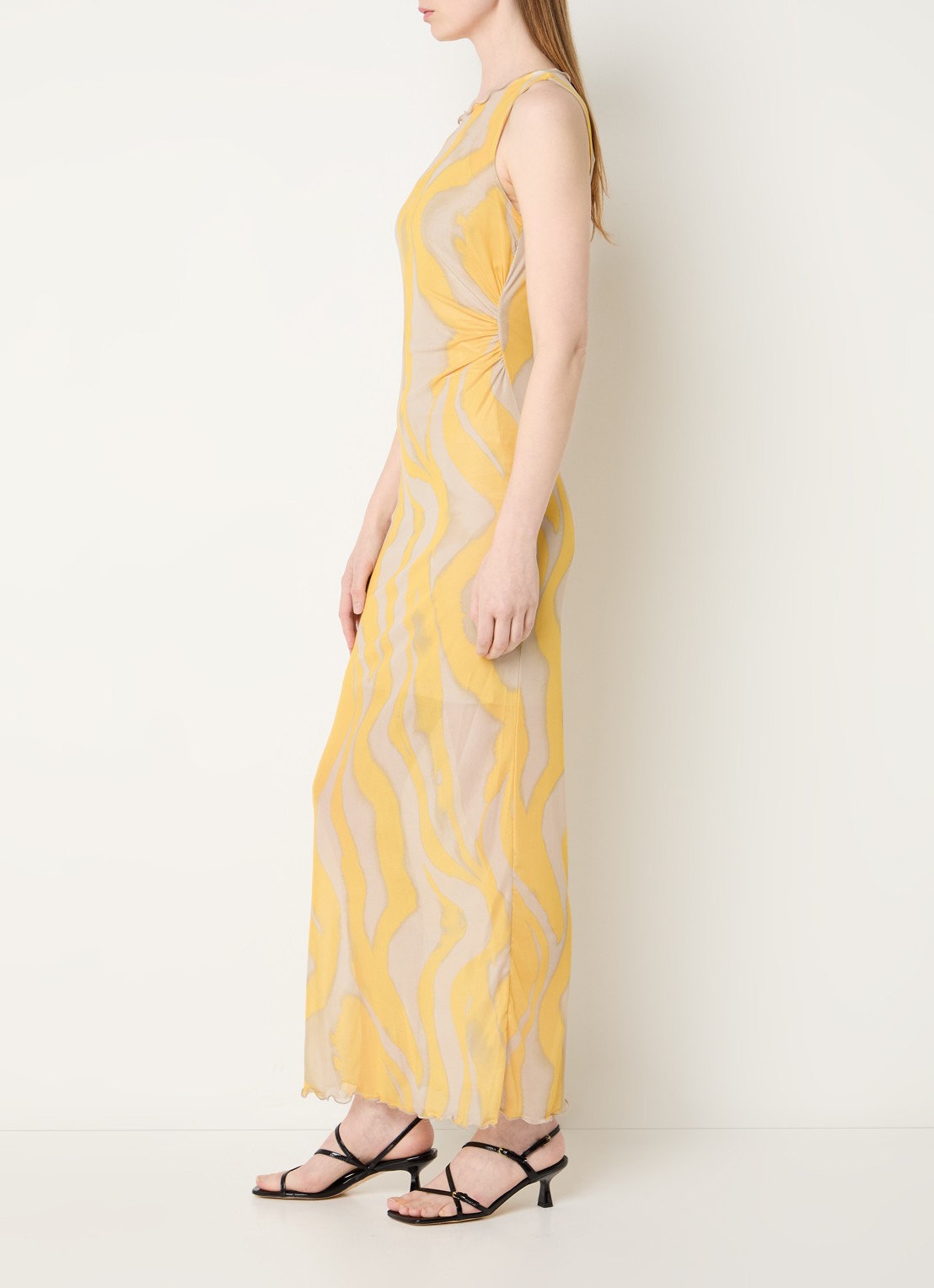 ROUGE EDIT Rousally midi jurk met print - voorkant 4 geel