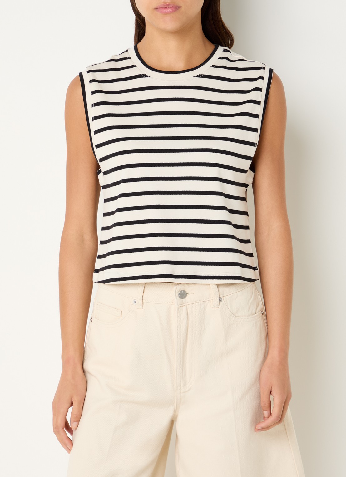 ROUGE EDIT Rousarah top met streepprint - detail 4 beige
