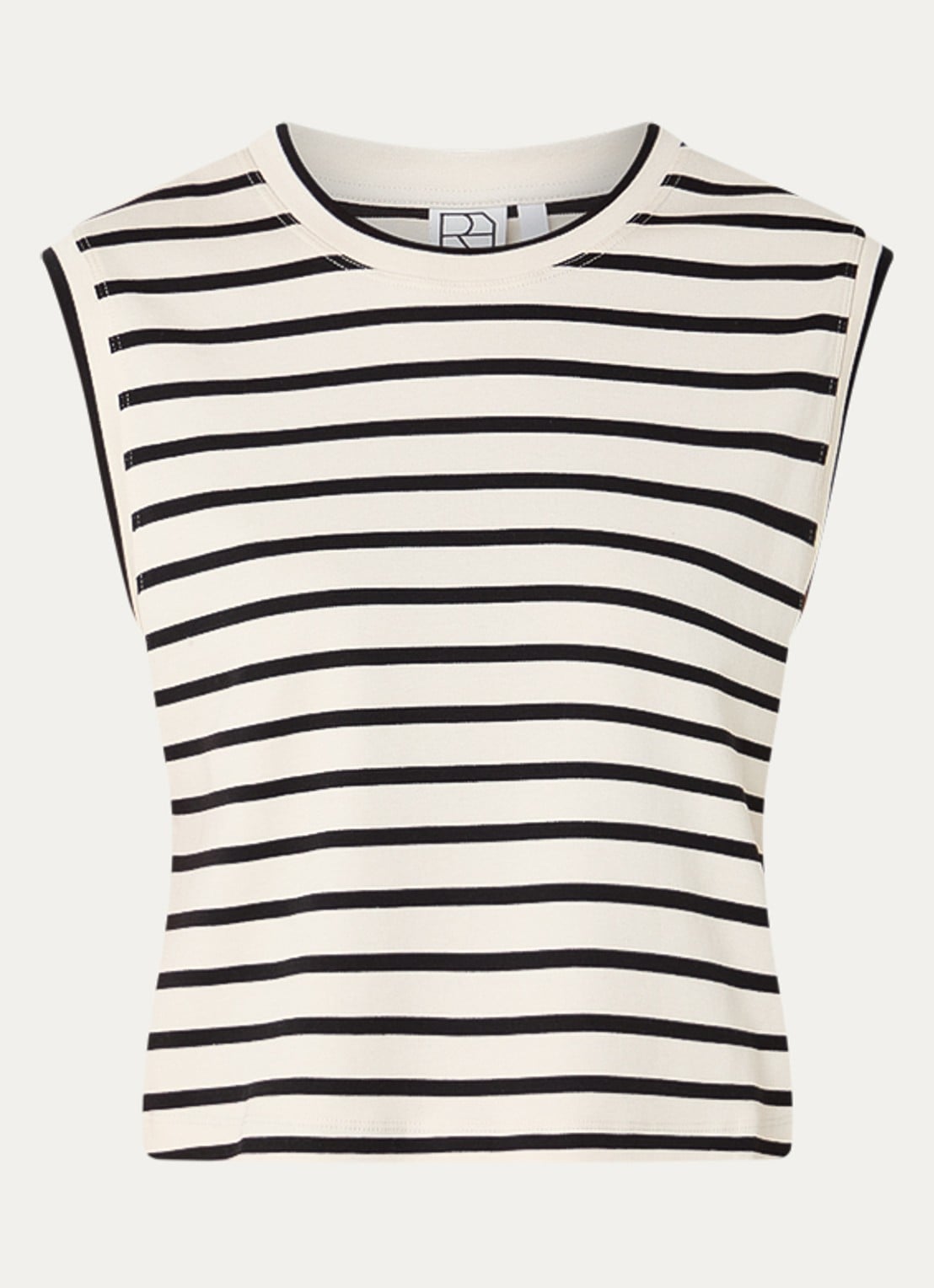 ROUGE EDIT Rousarah top met streepprint - voorkant beige