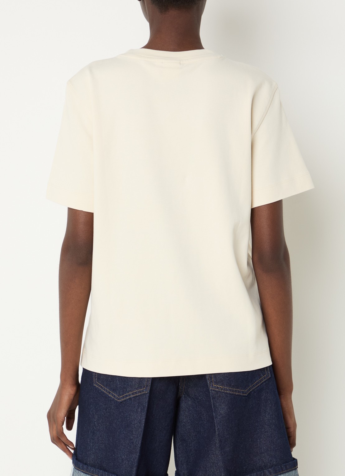 ROUGE EDIT Rousaras T-shirt met logoborduring - achterkant 4 creme
