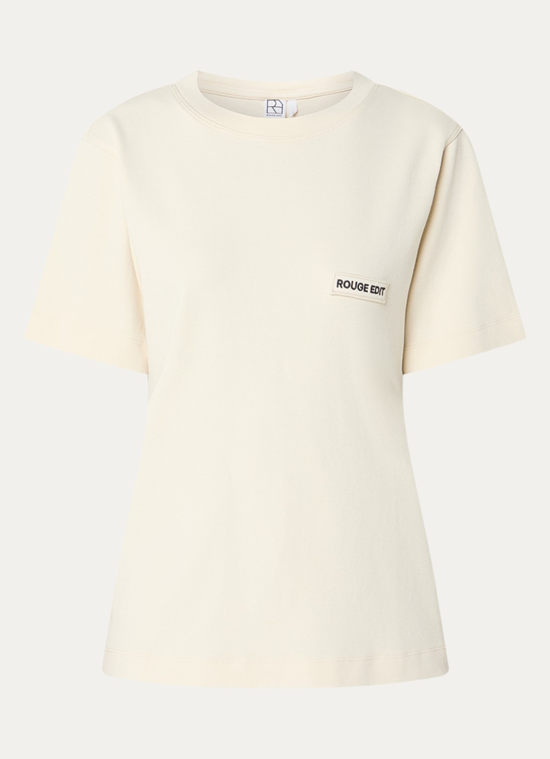 ROUGE EDIT Rousaras T-shirt met logoborduring - voorkant 2 creme