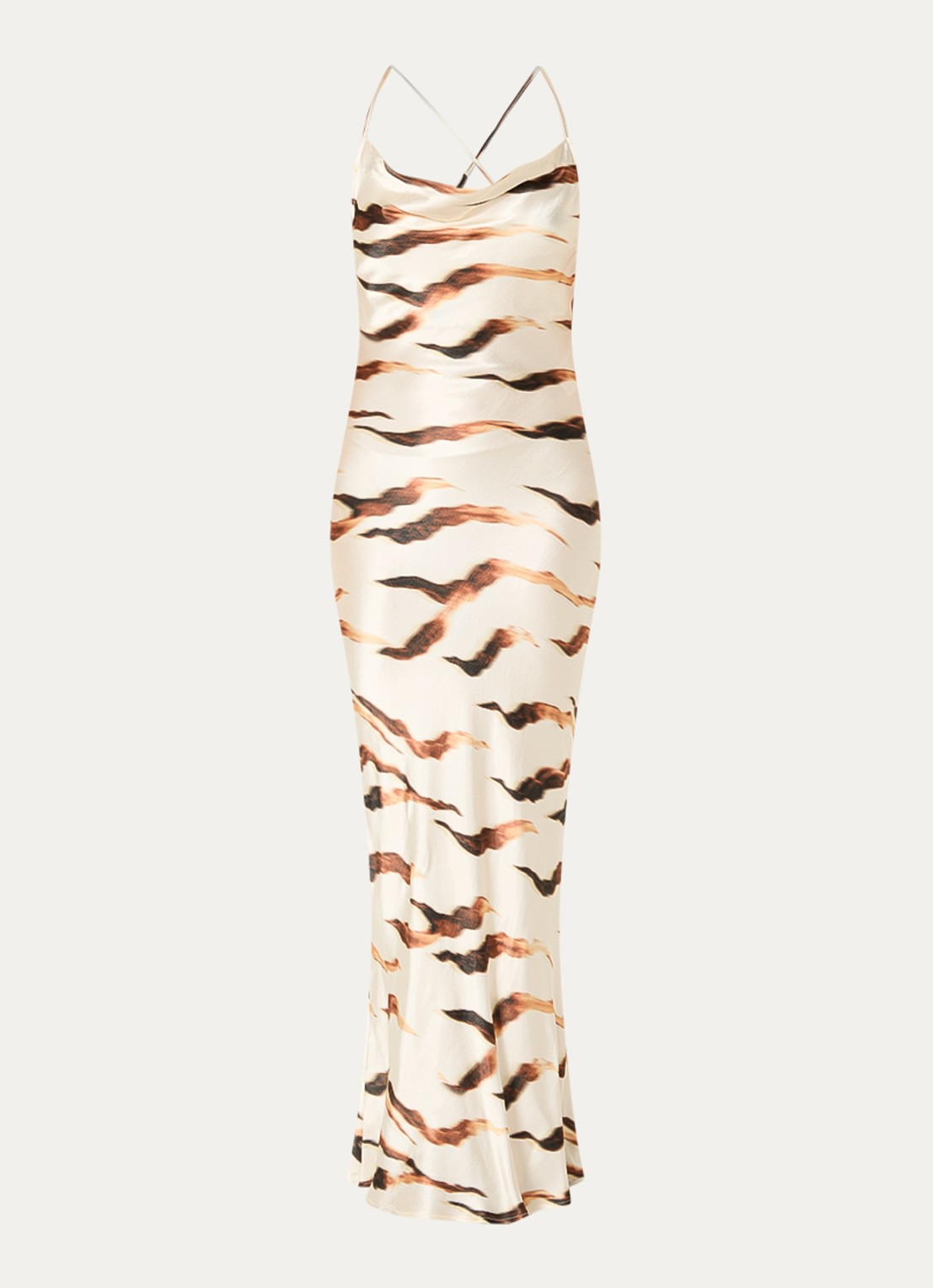 ROUGE EDIT Rousmillas maxi jurk met zebraprint - voorkant creme