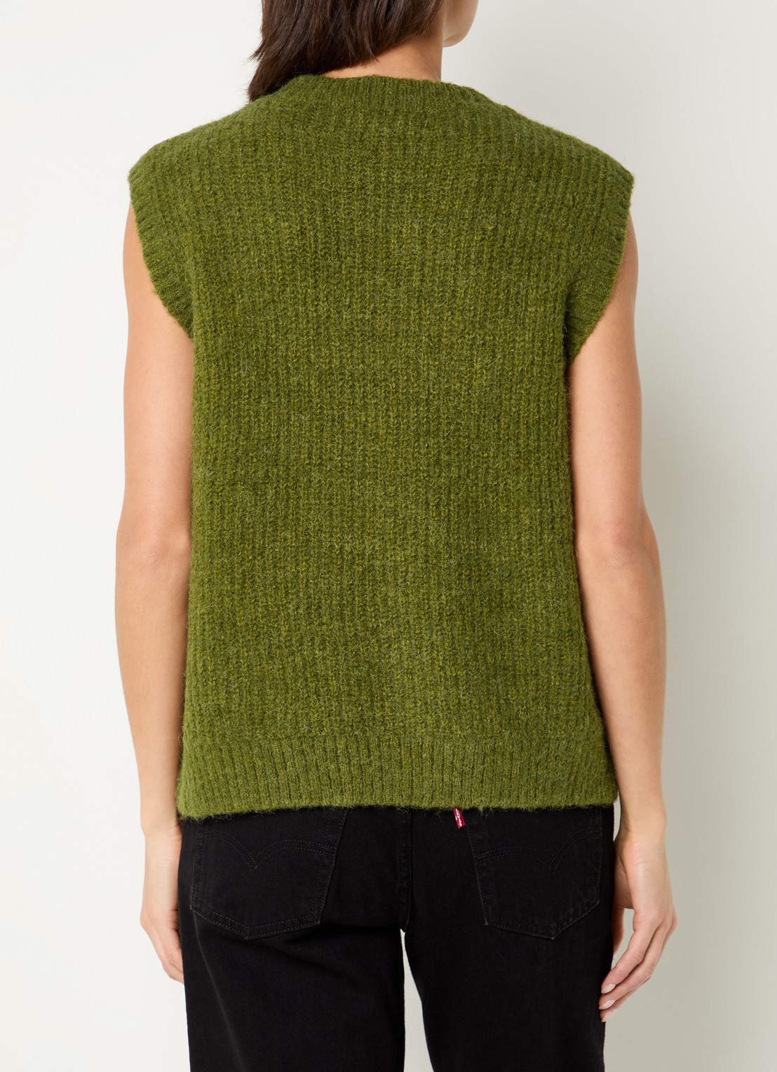 ROUGE EDIT Routhelma grofgebreide spencer in wolblend - achterkant 4 groen