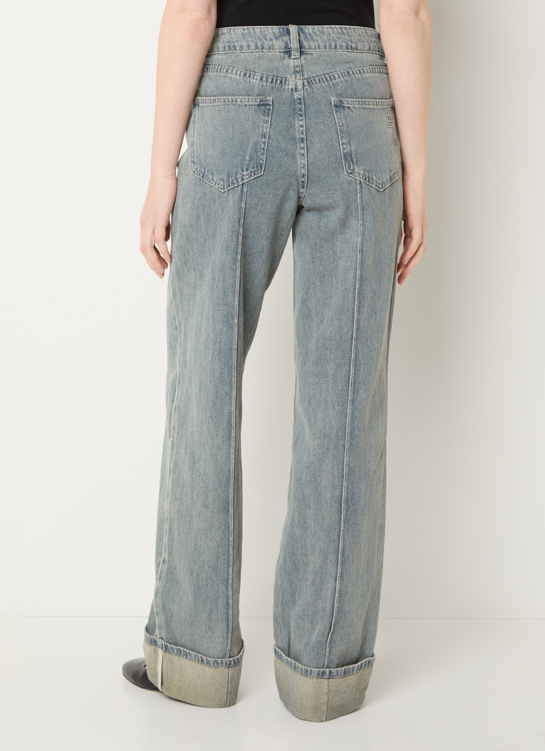 ROUGE EDIT Rouvivian high waist straight leg jeans met steekzakken - achterkant 3 lichtblauw