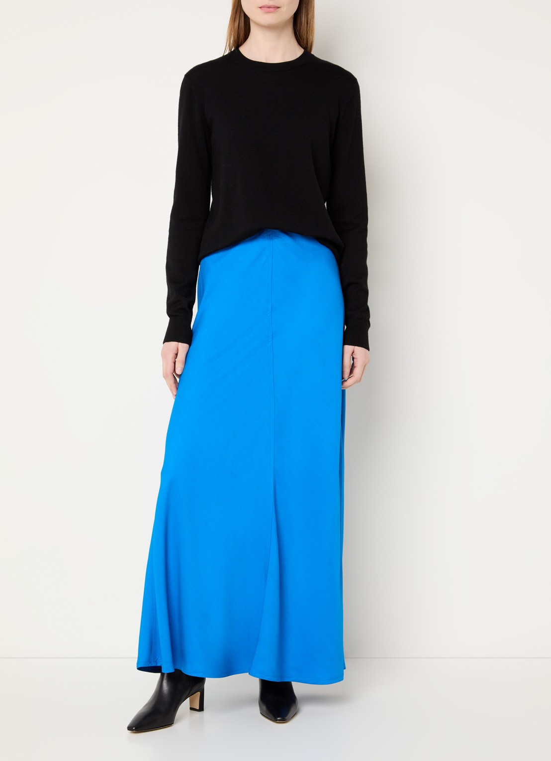 ROUGE EDIT Violetta maxi rok met elastische band - voorkant 2 blauw