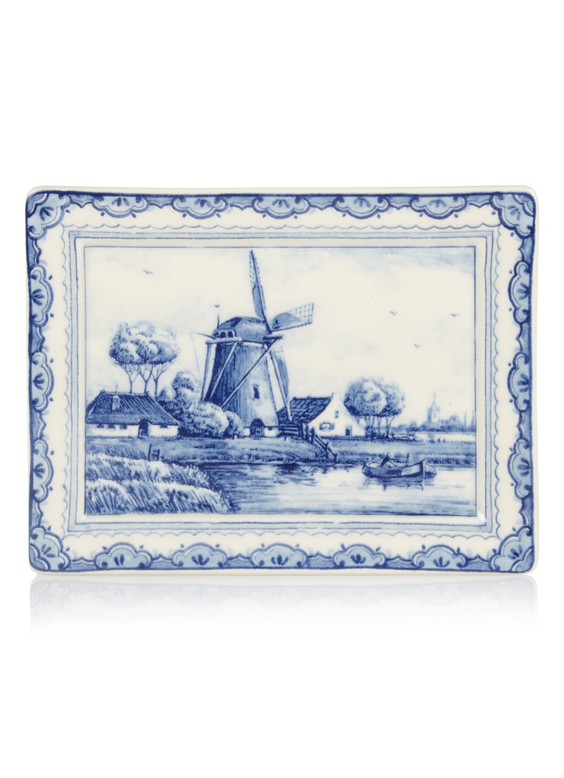 Royal Delft Molen bord 15 cm - voorkant blauw