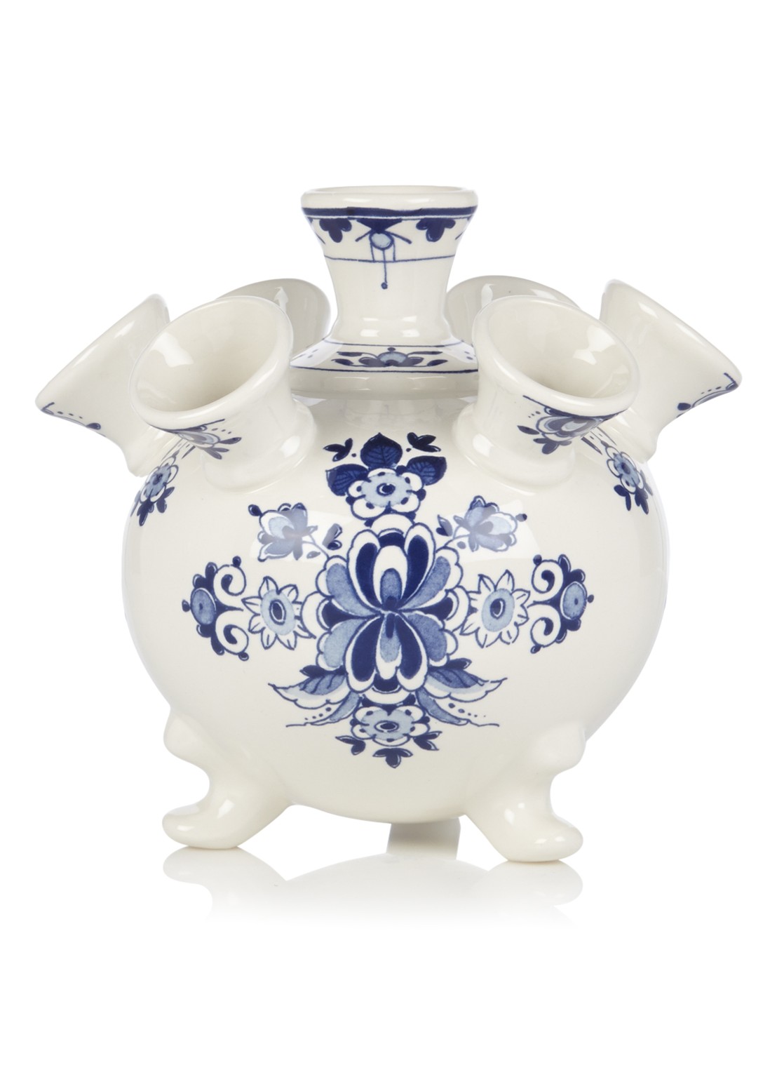 Royal Delft Tulpenvaas voor 7 tulpen - voorkant blauw