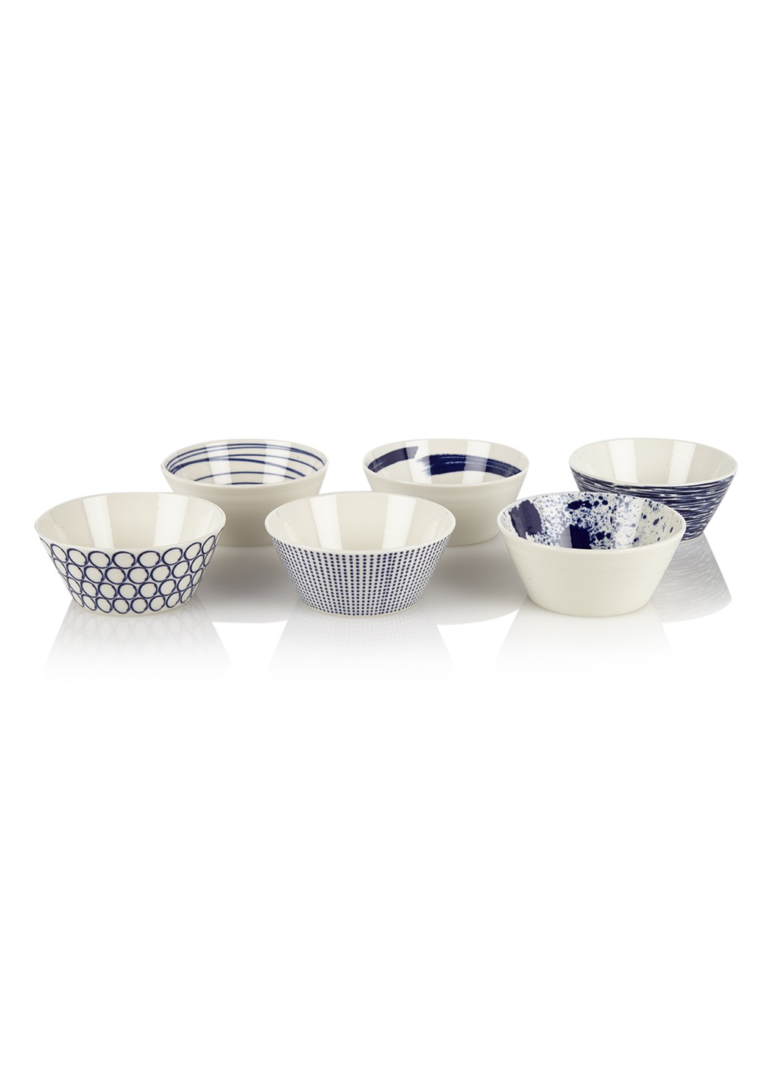 Royal Doulton Pacific kom 11 cm set van 6 - voorkant blauw