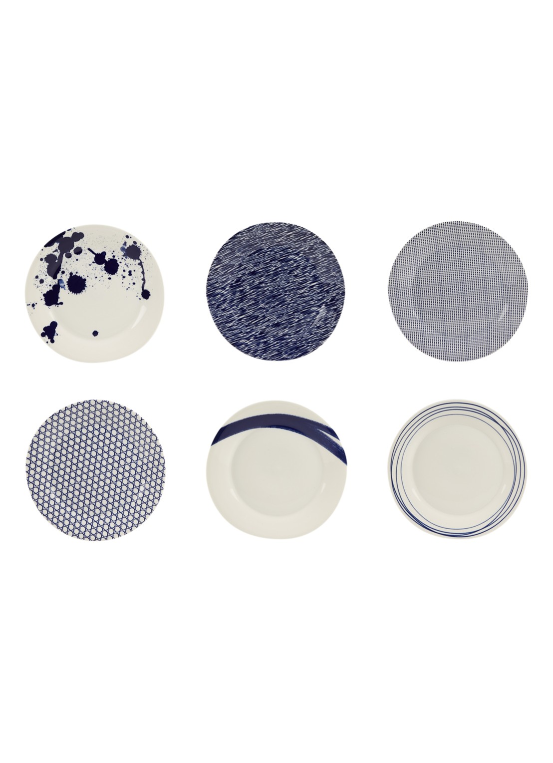 Royal Doulton Pacific ontbijtbord 24 cm set van 6 - voorkant donkerblauw