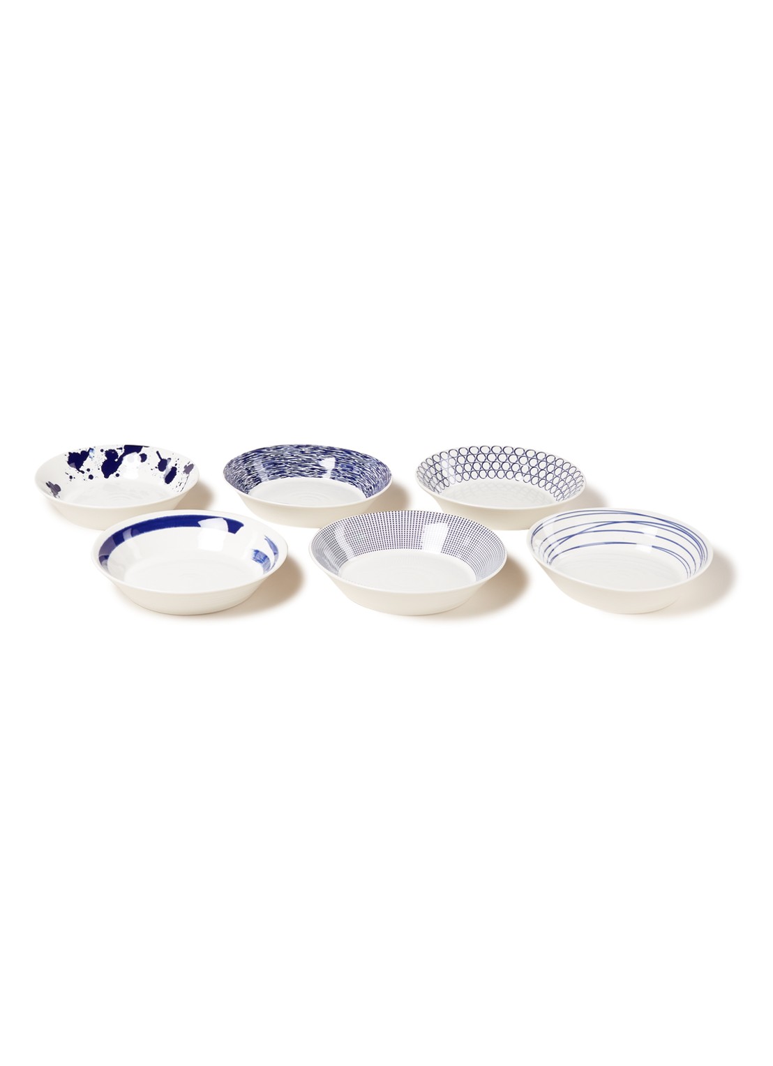 Royal Doulton Pacific pastabord 22 cm set van 6 - voorkant 3 donkerblauw