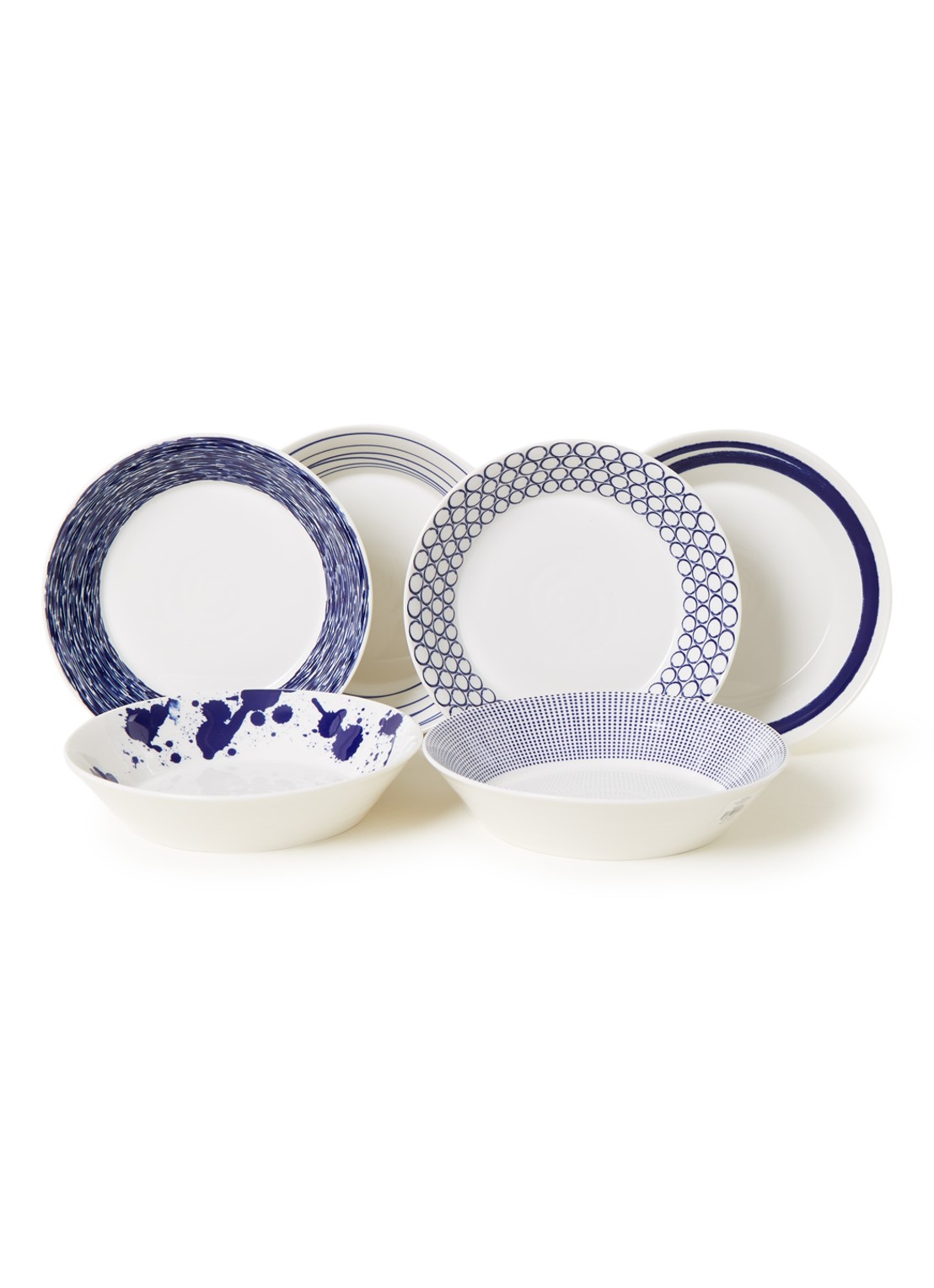 Royal Doulton Pacific pastabord 22 cm set van 6 - voorkant donkerblauw