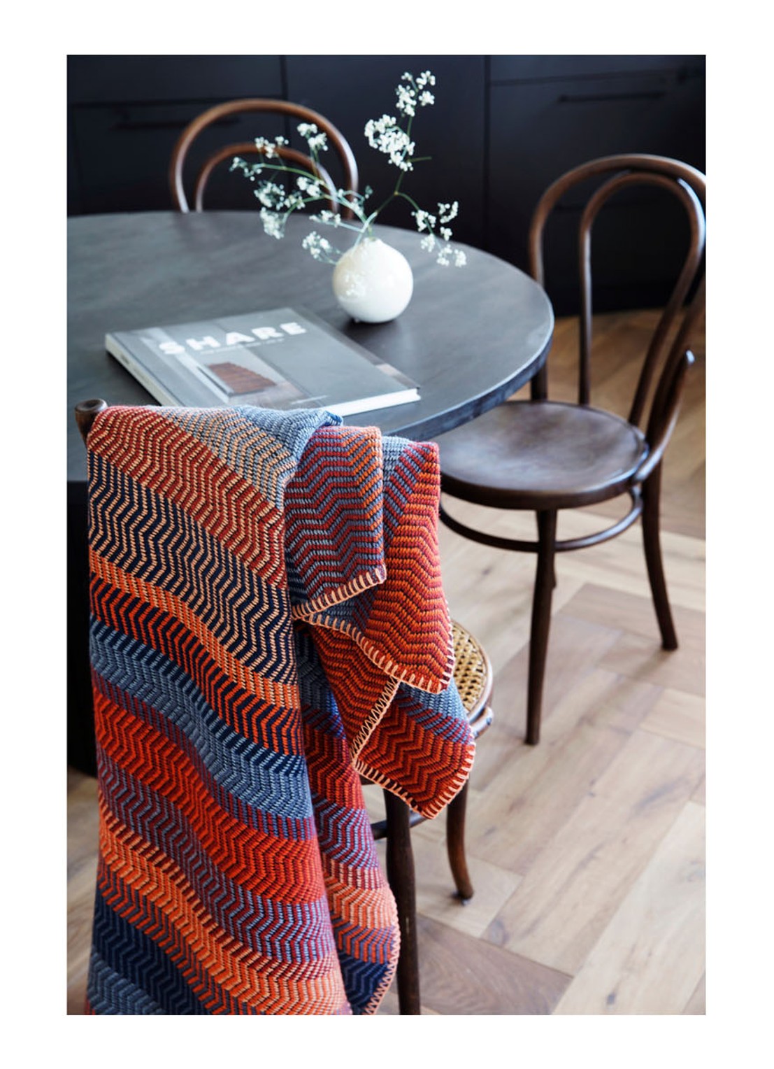 Røros Tweed Fri plaid van lamswol 150 x 200 cm - detail 4 donkerrood