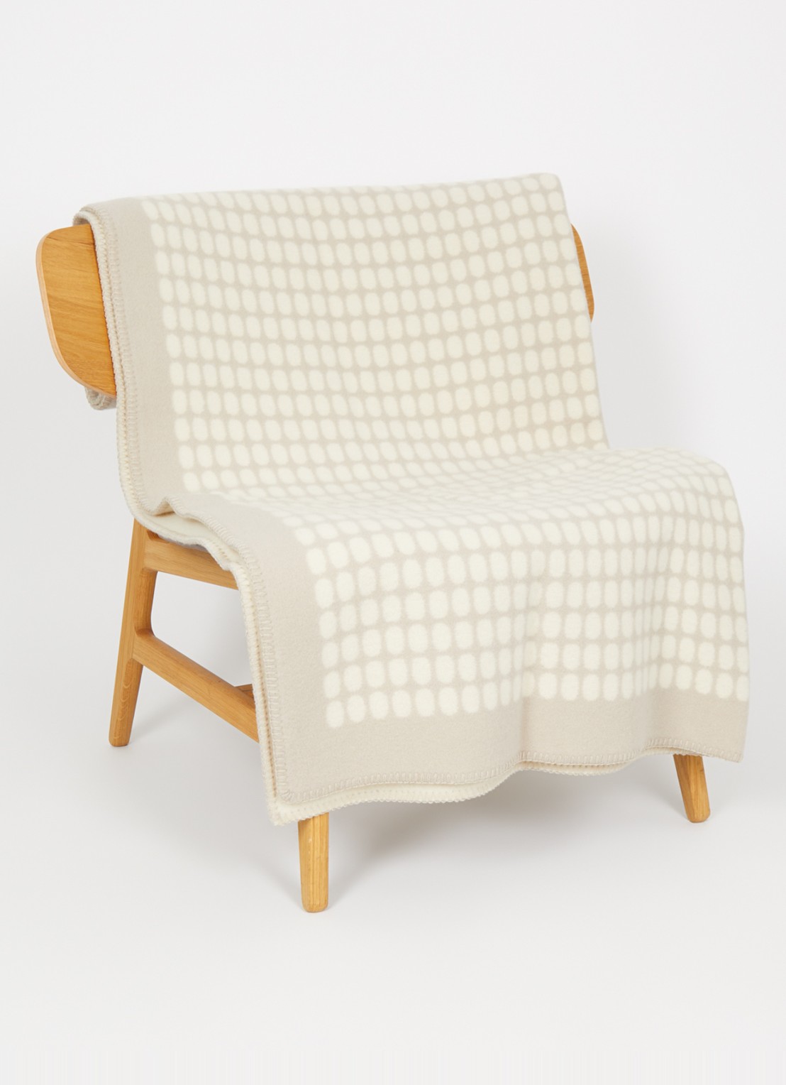 Røros Tweed Palette plaid van scheerwol 135 x 200 cm - voorkant 2 lichtgrijs