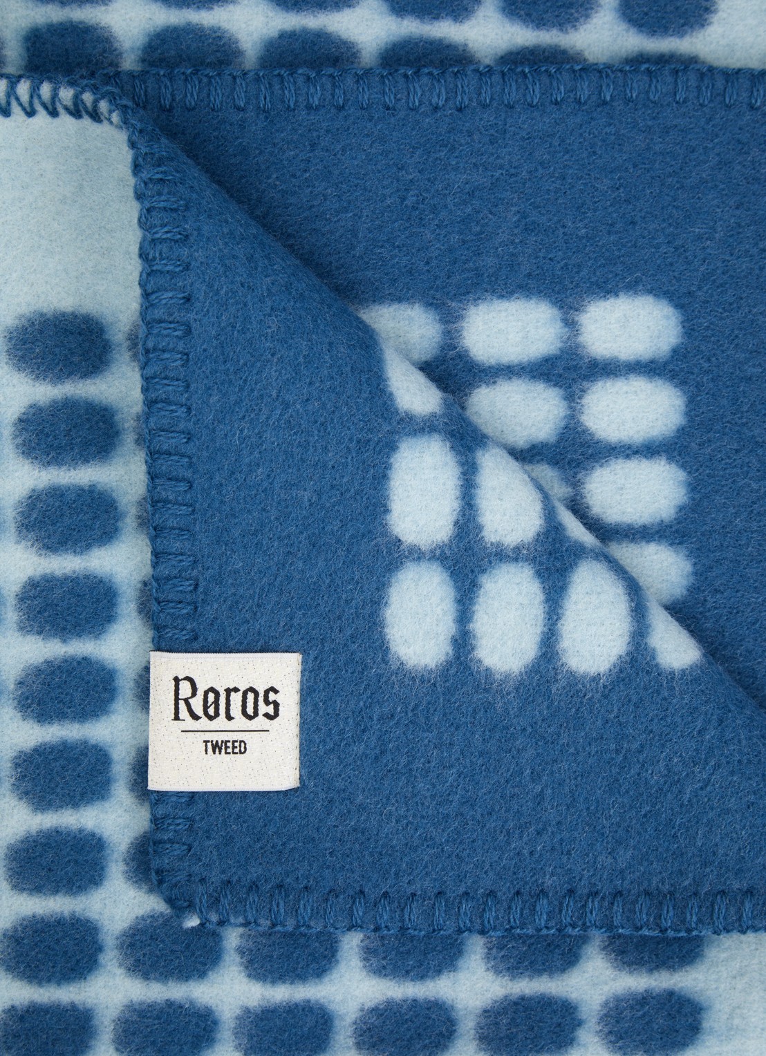 Røros Tweed Palette plaid van scheerwol 135 x 200 cm - detail blauw