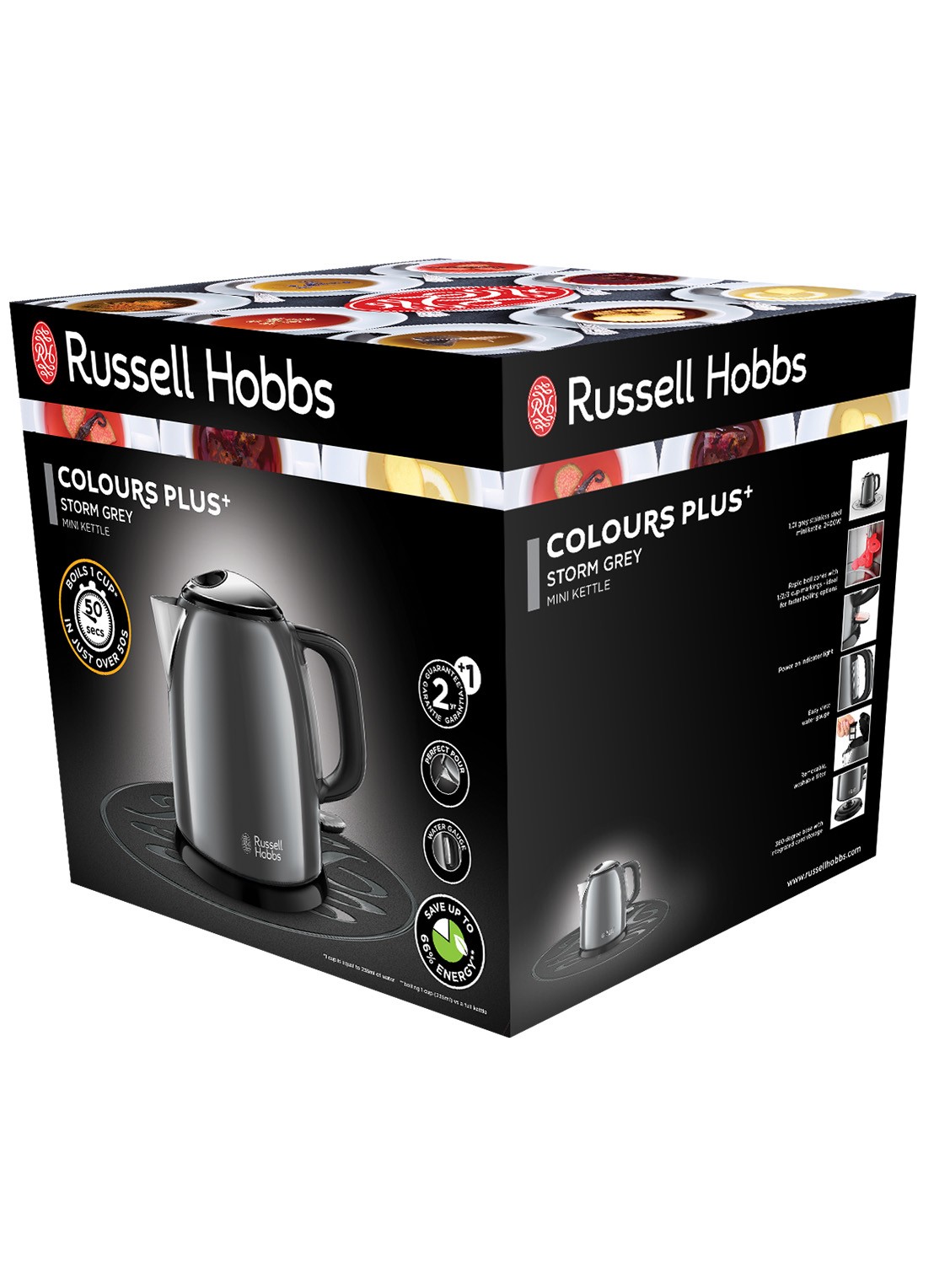 Russell Hobbs Colour Plus+ Mini waterkoker 1 liter 24993-70 - achterkant donkergrijs