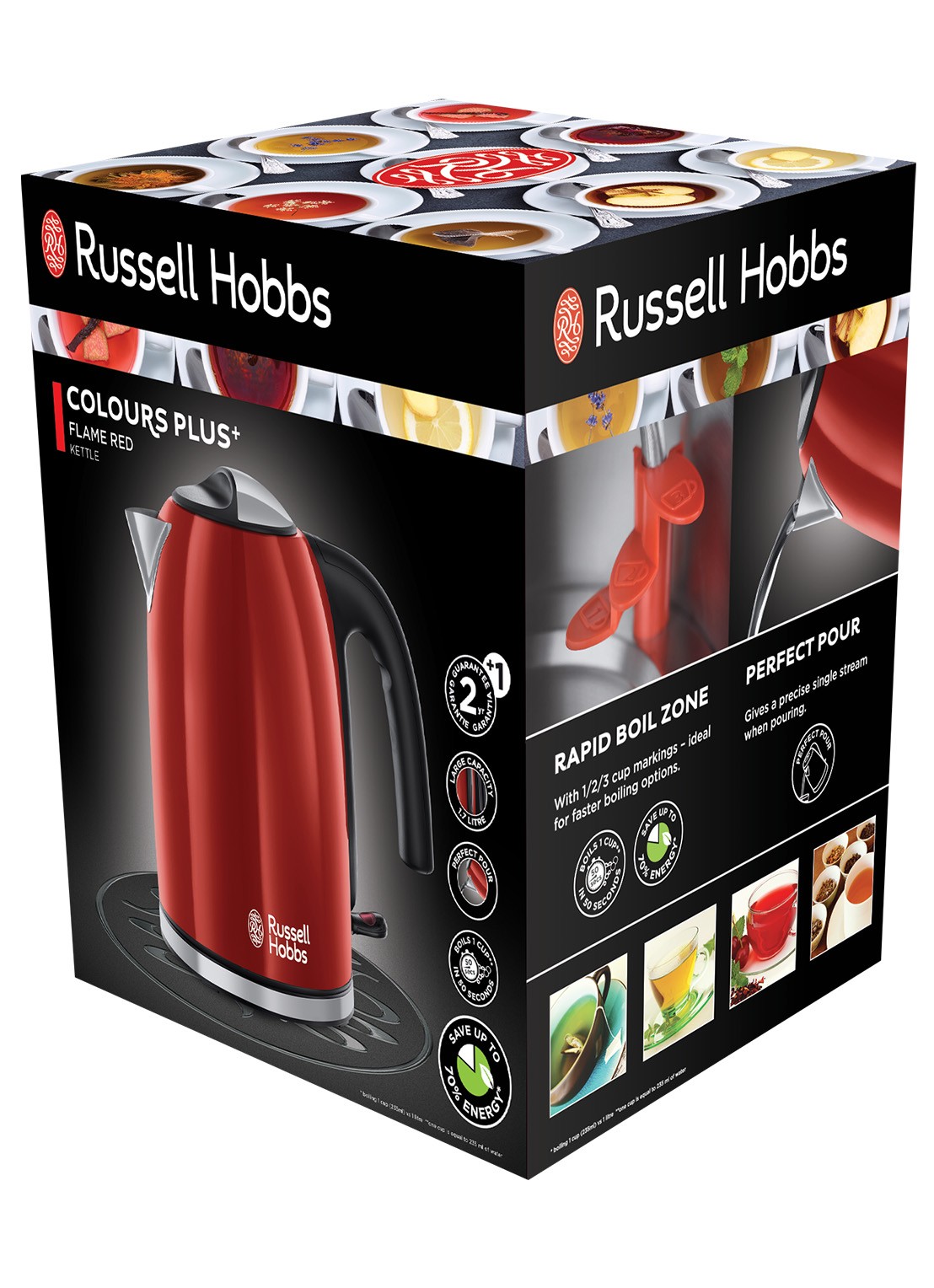 Russell Hobbs Colours Plus waterkoker 1,7 liter 20412-70 - achterkant steenrood