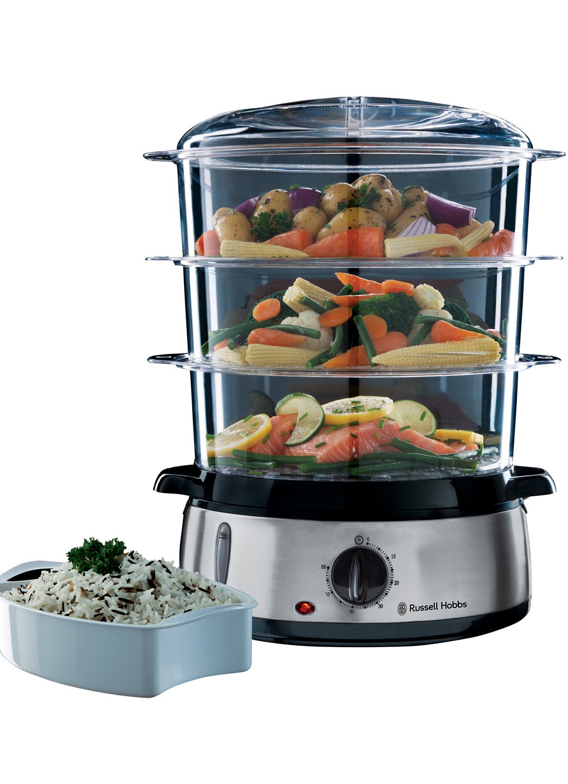 Russell Hobbs Cook@Home stoomkoker 9 liter 19270-56 - voorkant zilver