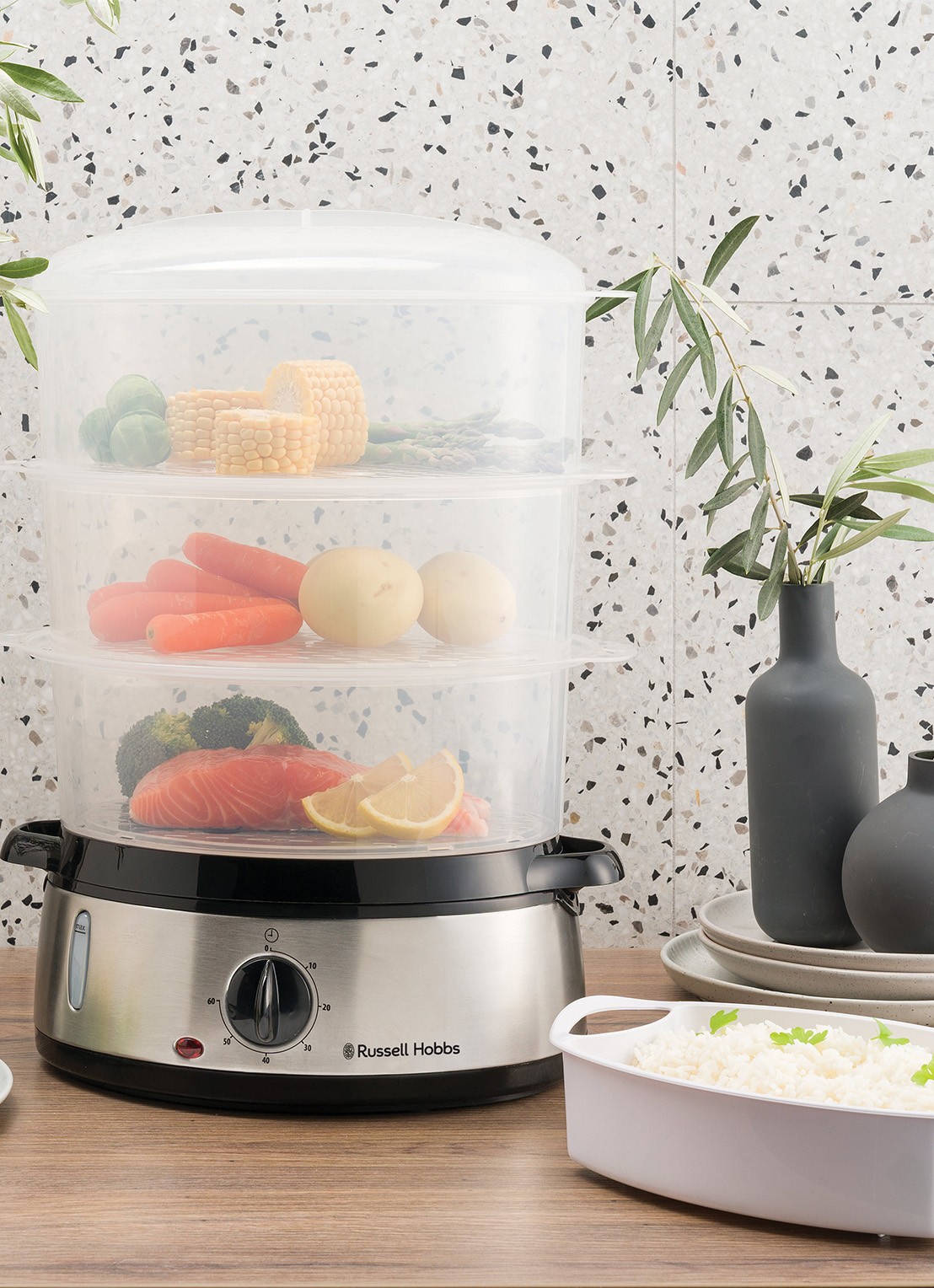 Russell Hobbs Cook@Home stoomkoker 9 liter 19270-56 - voorkant 2 zilver