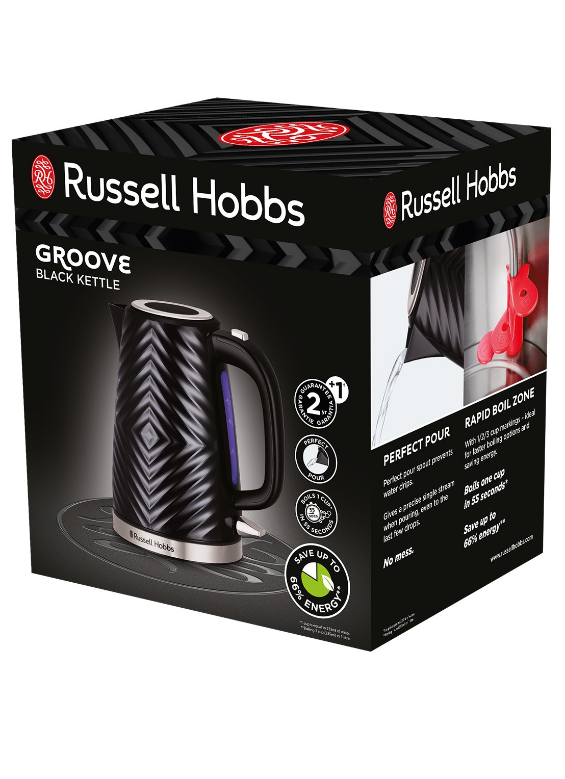 Russell Hobbs Groove waterkoker 1,7 liter 26380-70 - achterkant 3 zwart