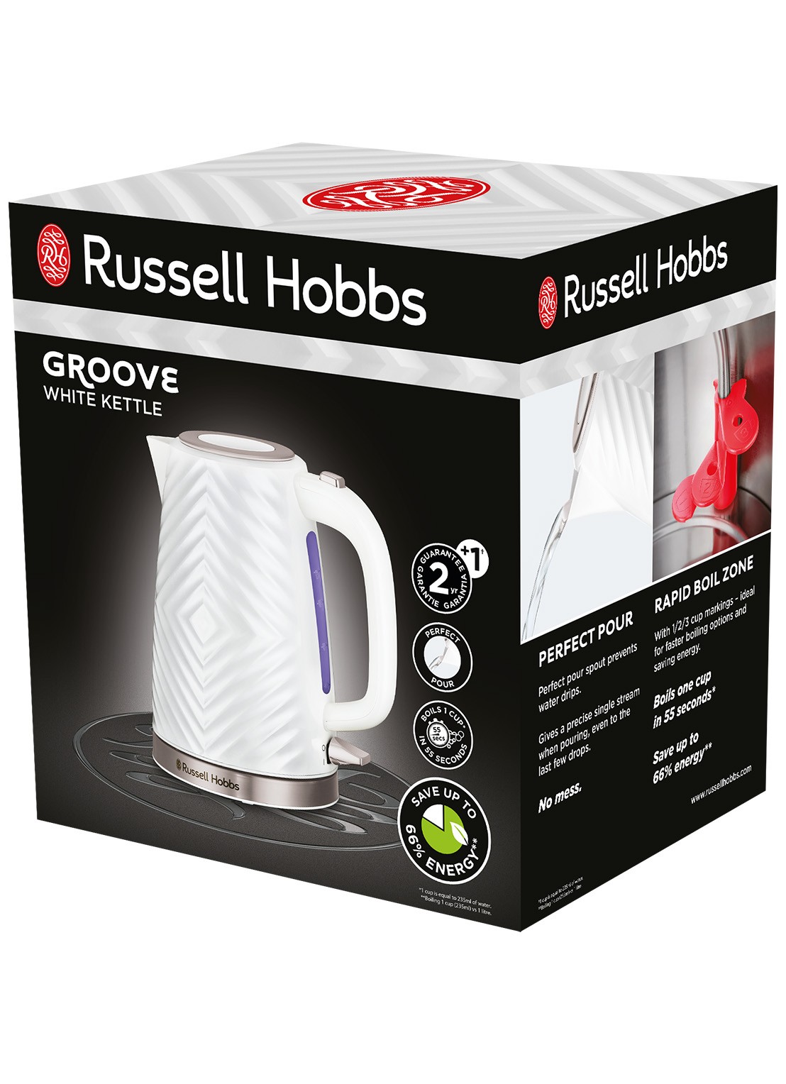 Russell Hobbs Groove waterkoker 1,7 liter 26381-70 - achterkant 6 wit