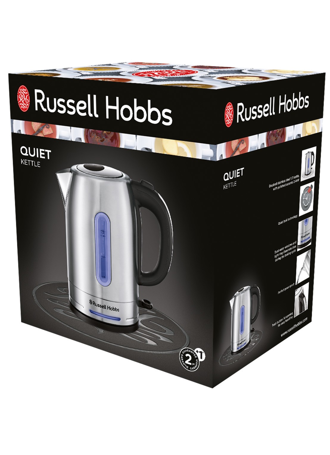 Russell Hobbs Quiet Boil waterkoker 1,7 liter 26300-70 - achterkant metallic